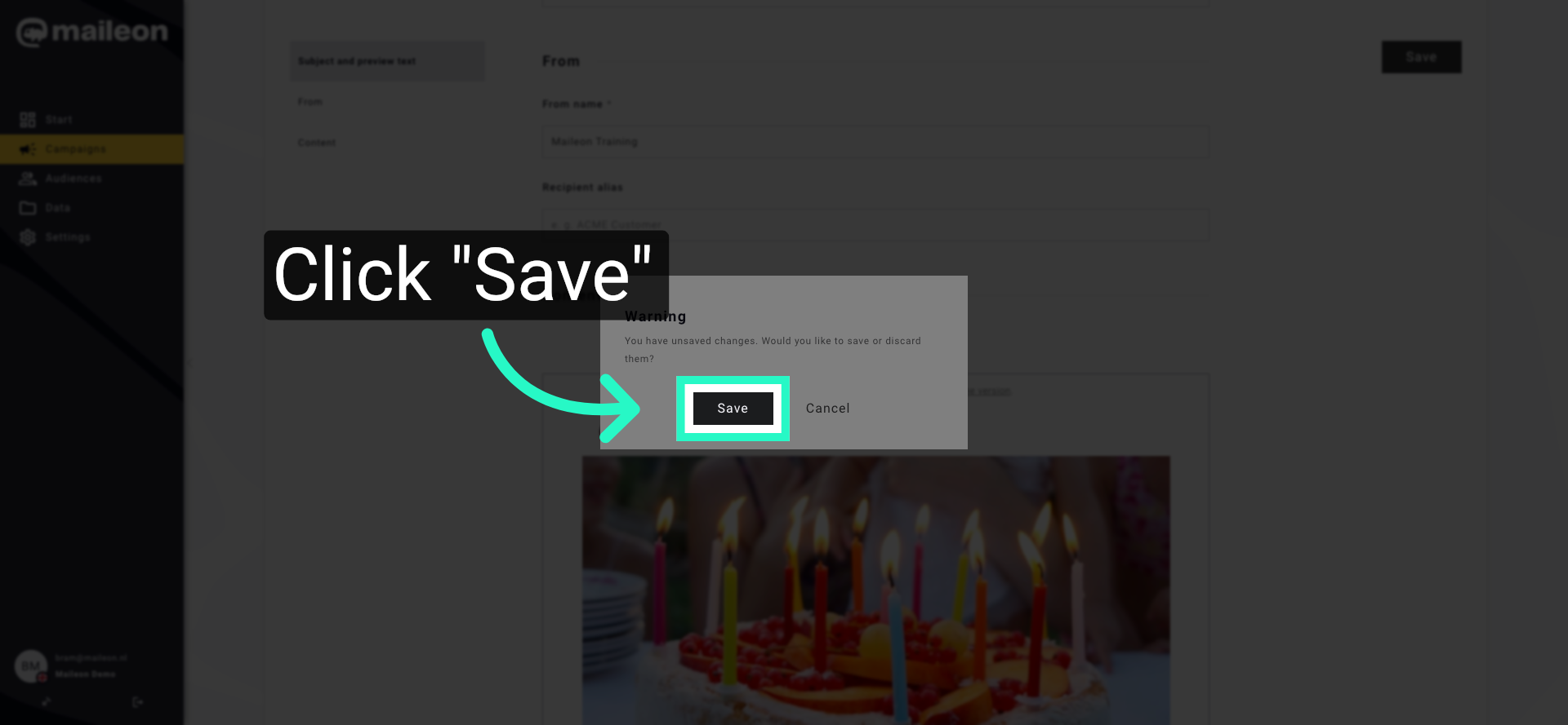 Save Content Changes
