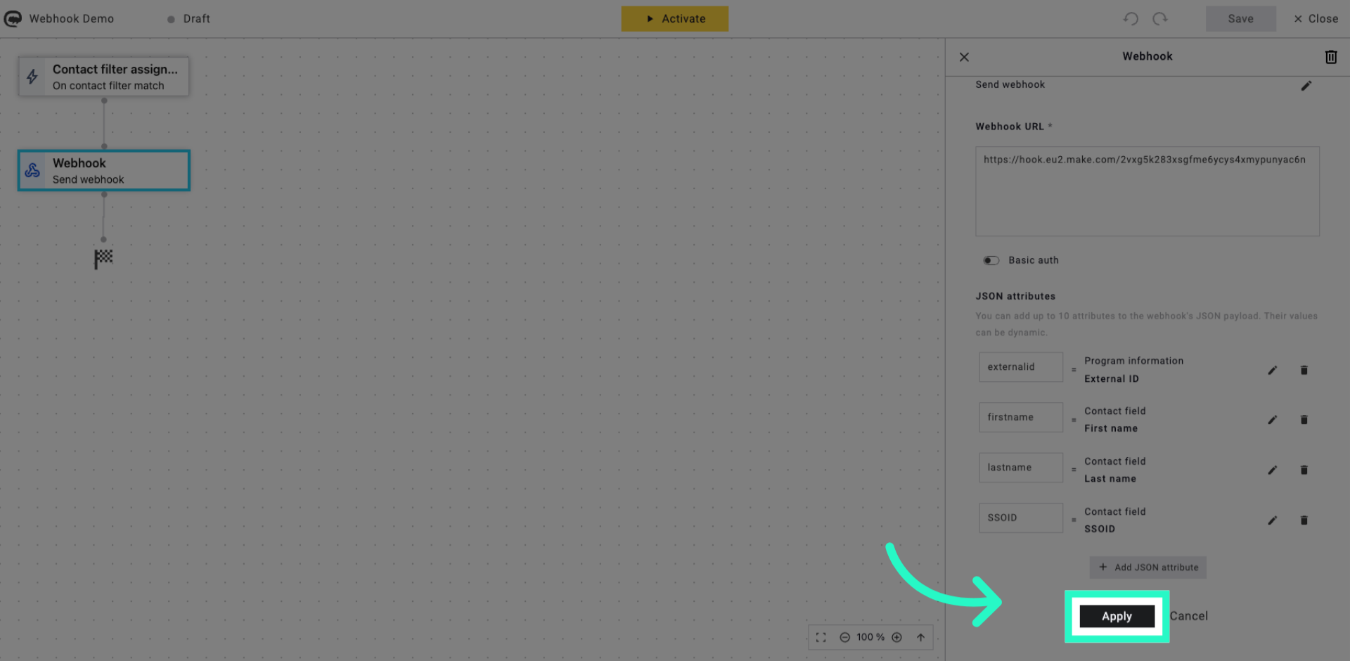 Apply Webhook Configuration