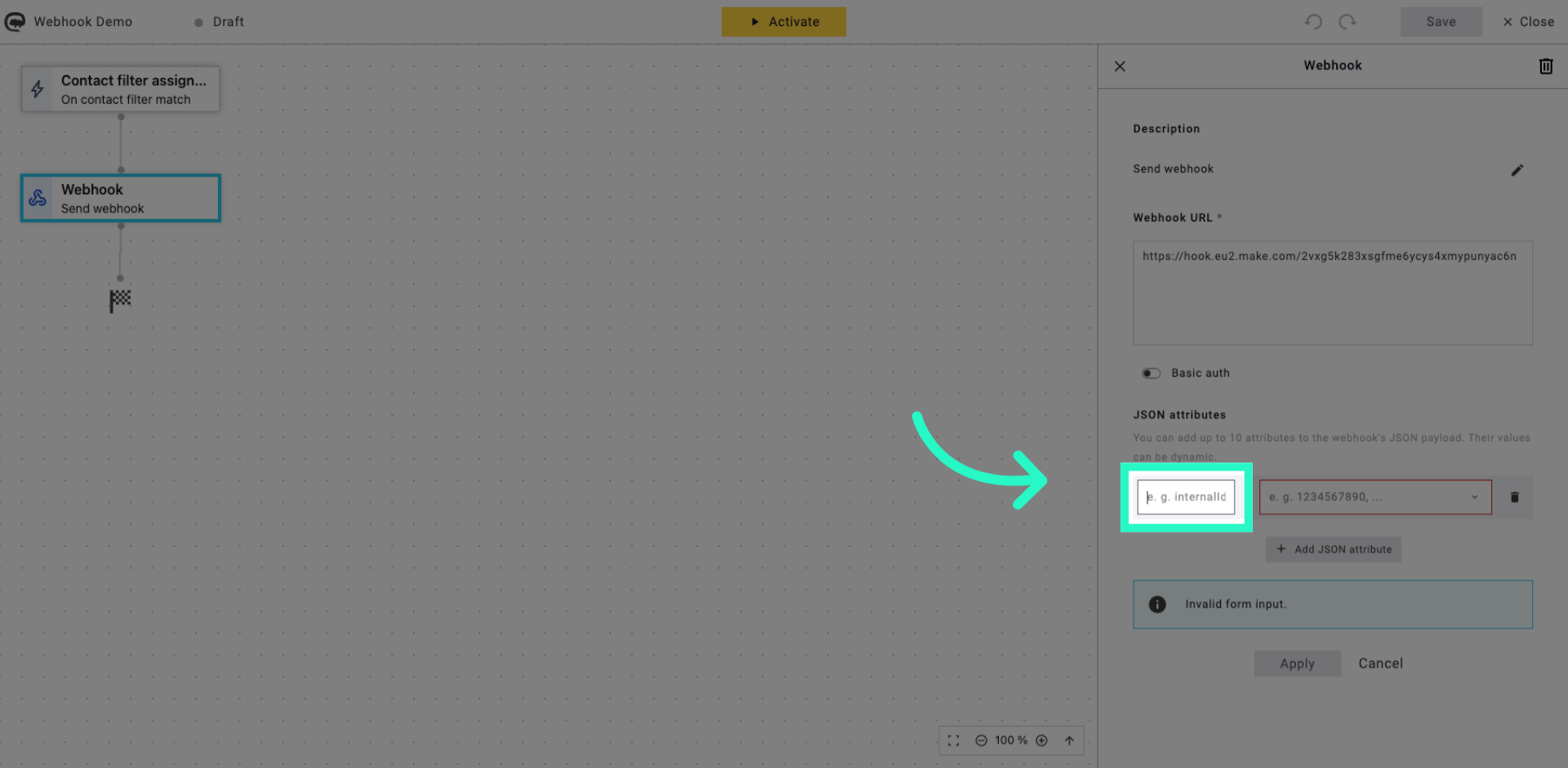 Select JSON Attribute Textbox