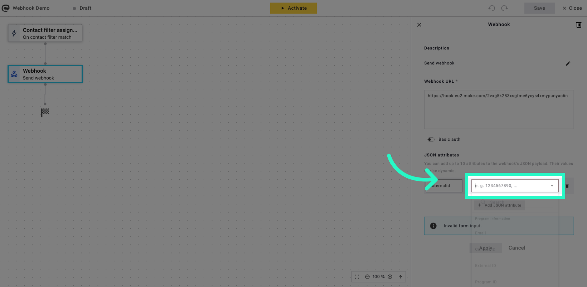 Select Next JSON Attribute Textbox