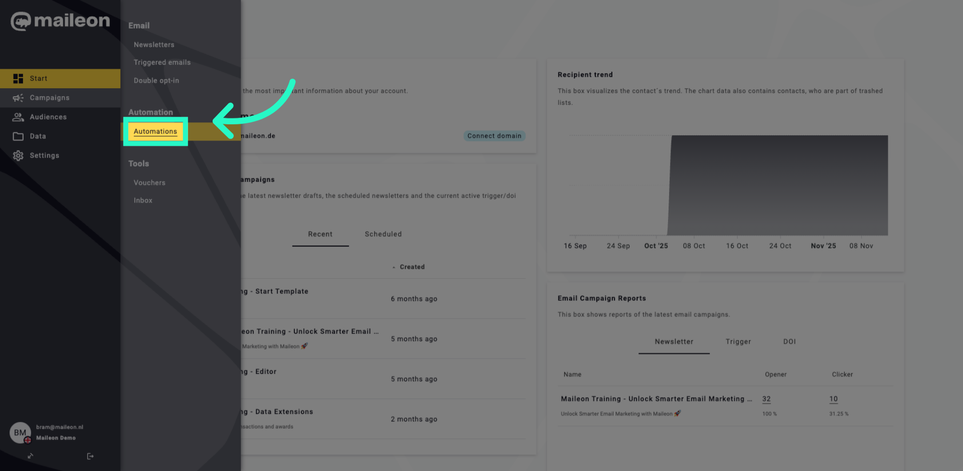 Open Automations Tab