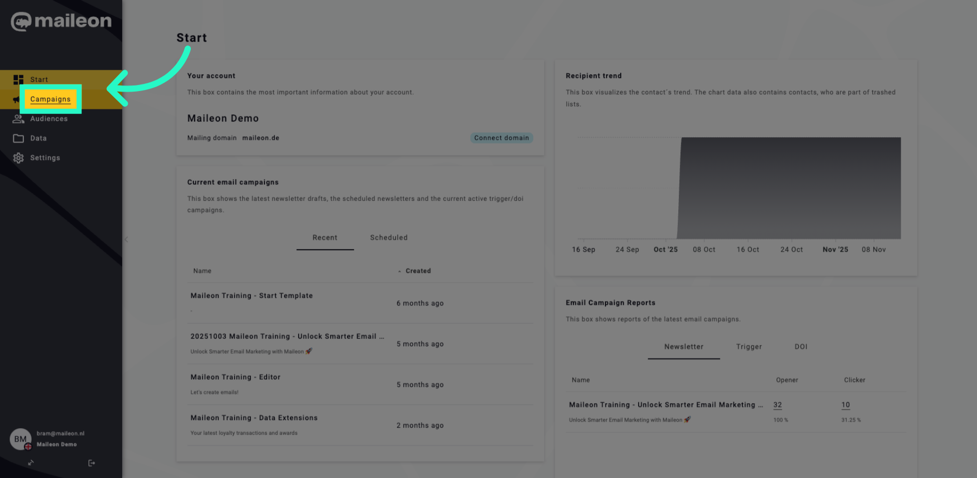 Navigate to Campaigns