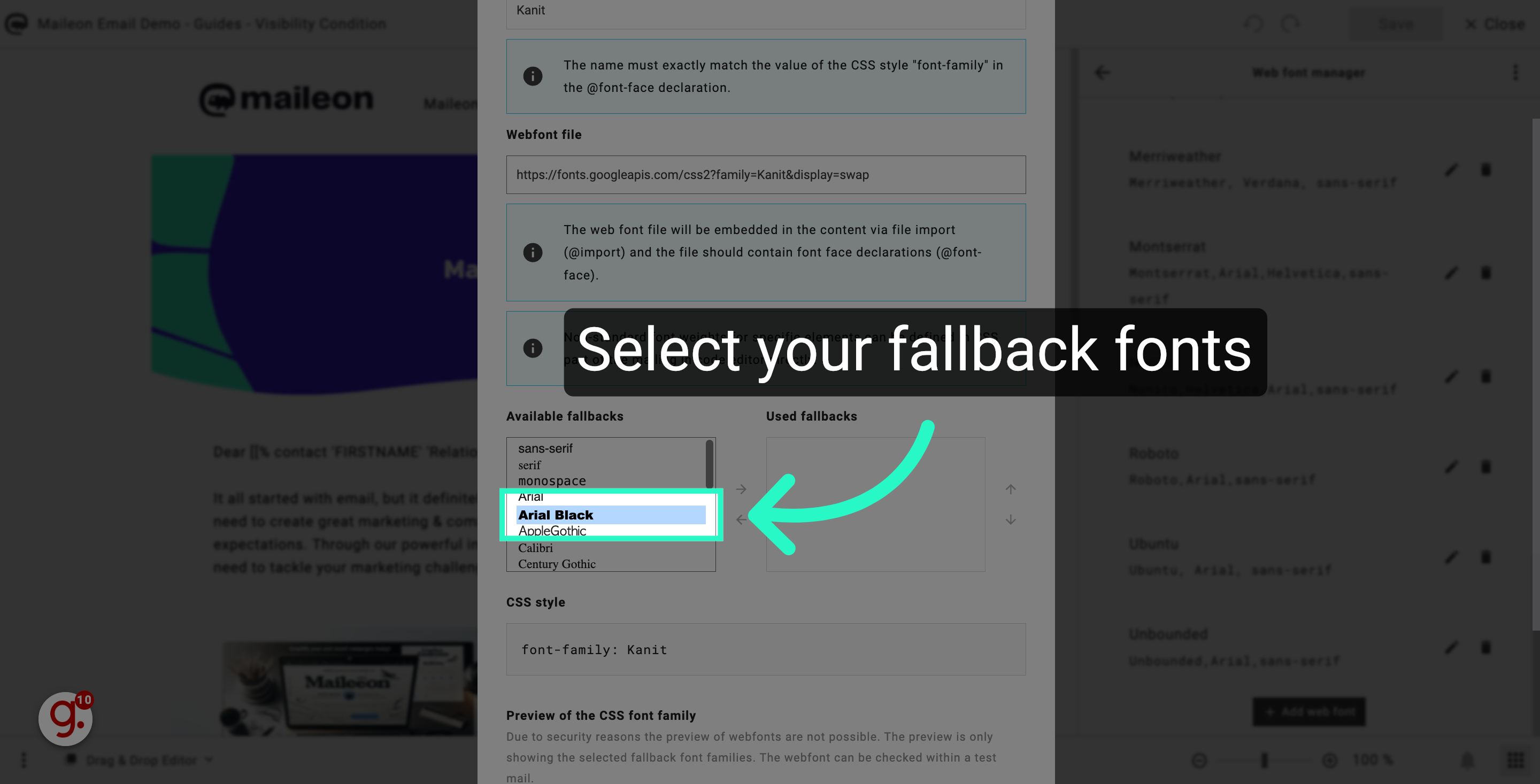 Select your fallback fonts