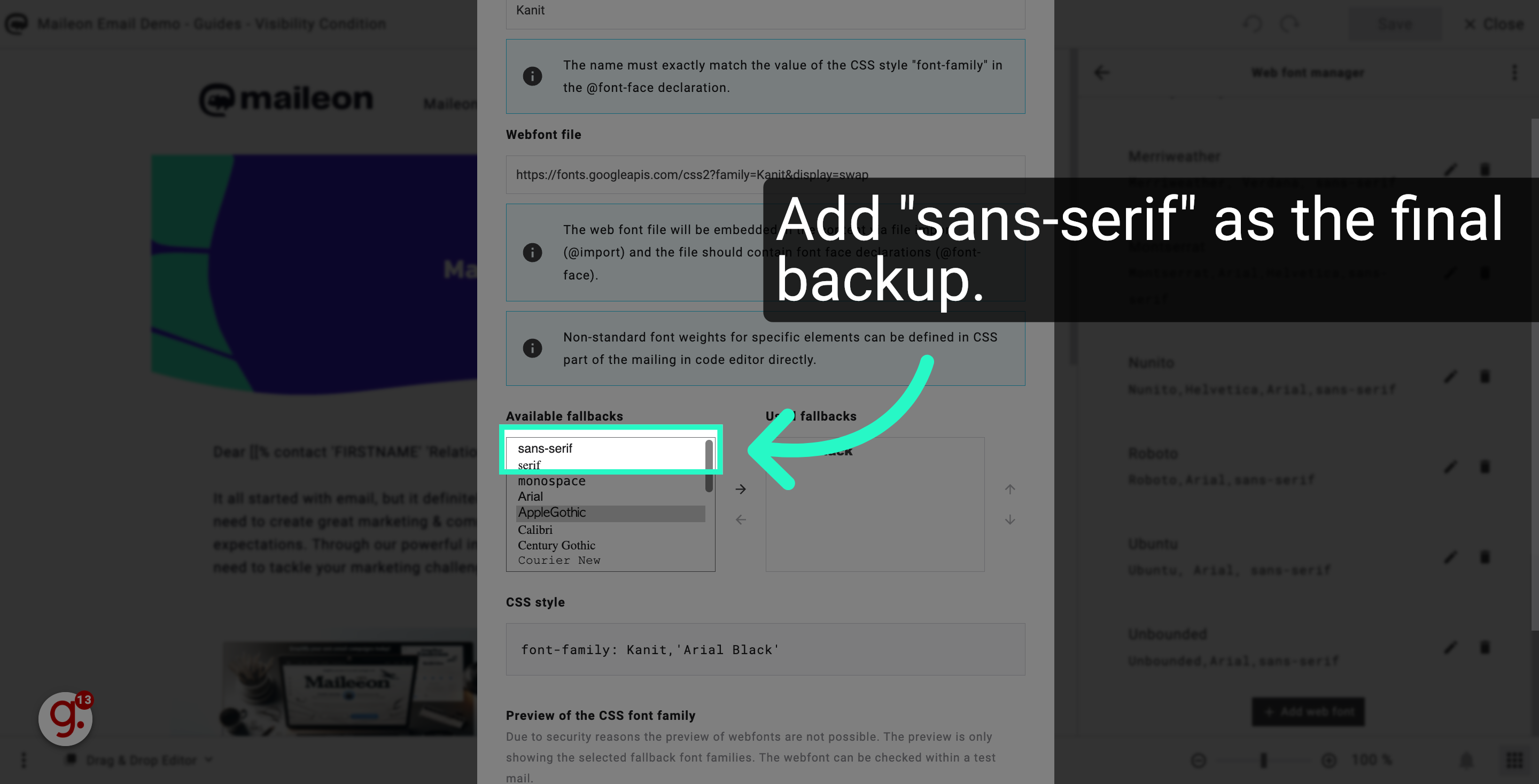 Add 'sans-serif' as the final backup.