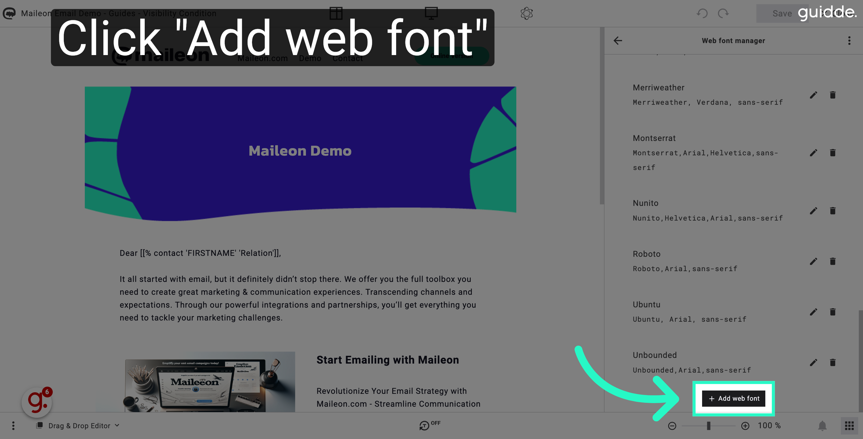 Click 'Add web font'