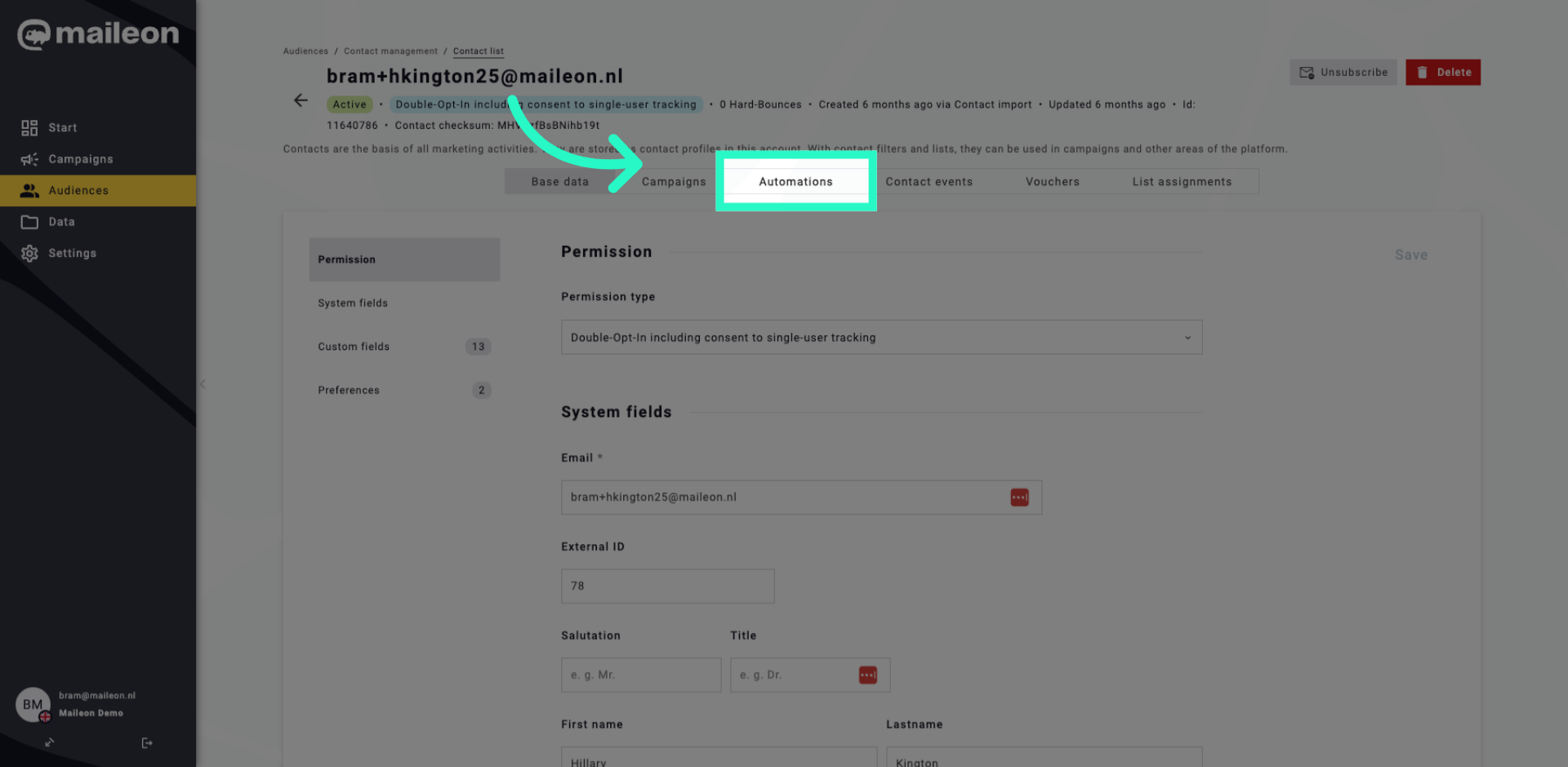 Go To Automations Tab