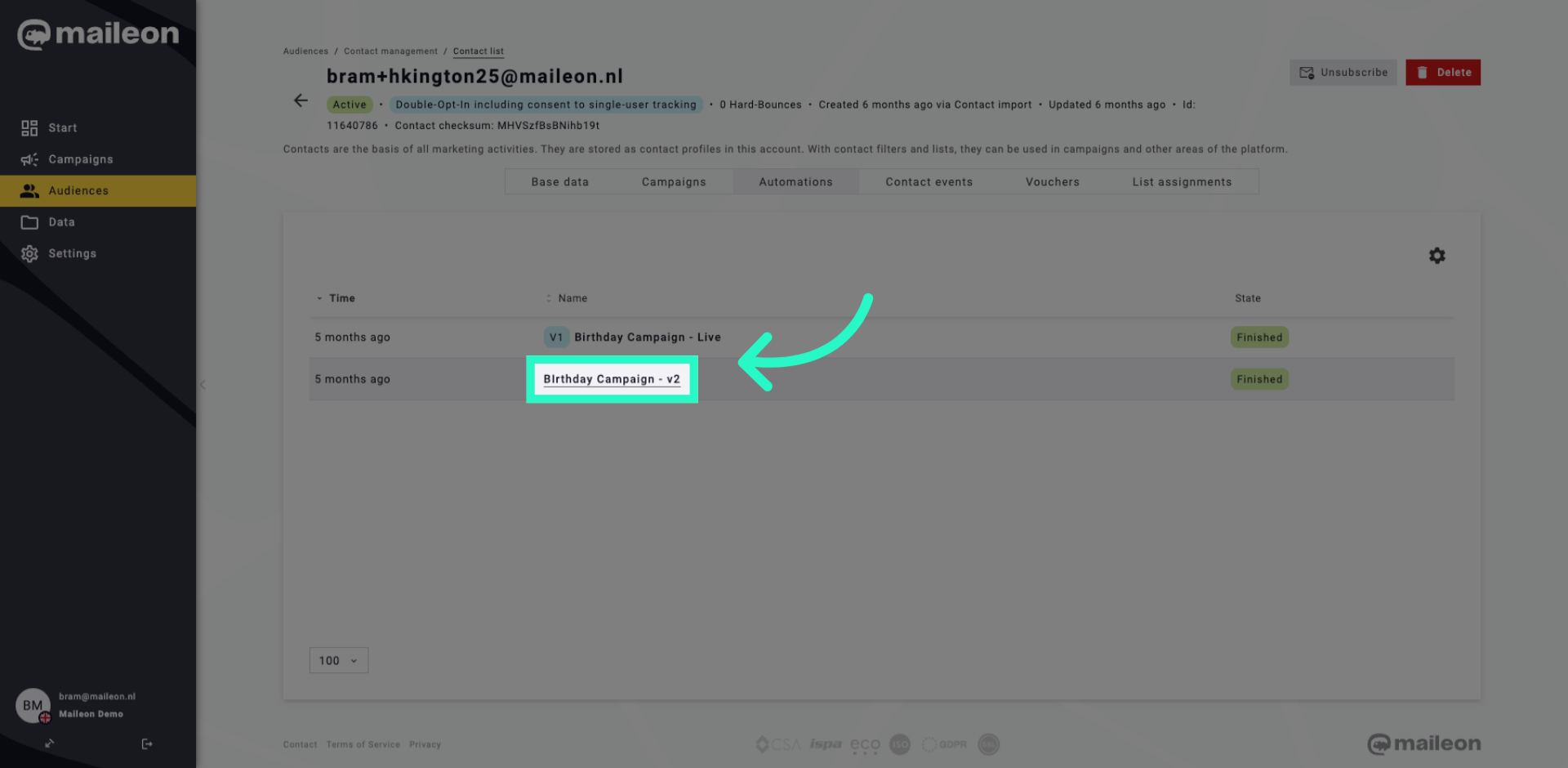 View Specific Campaign History