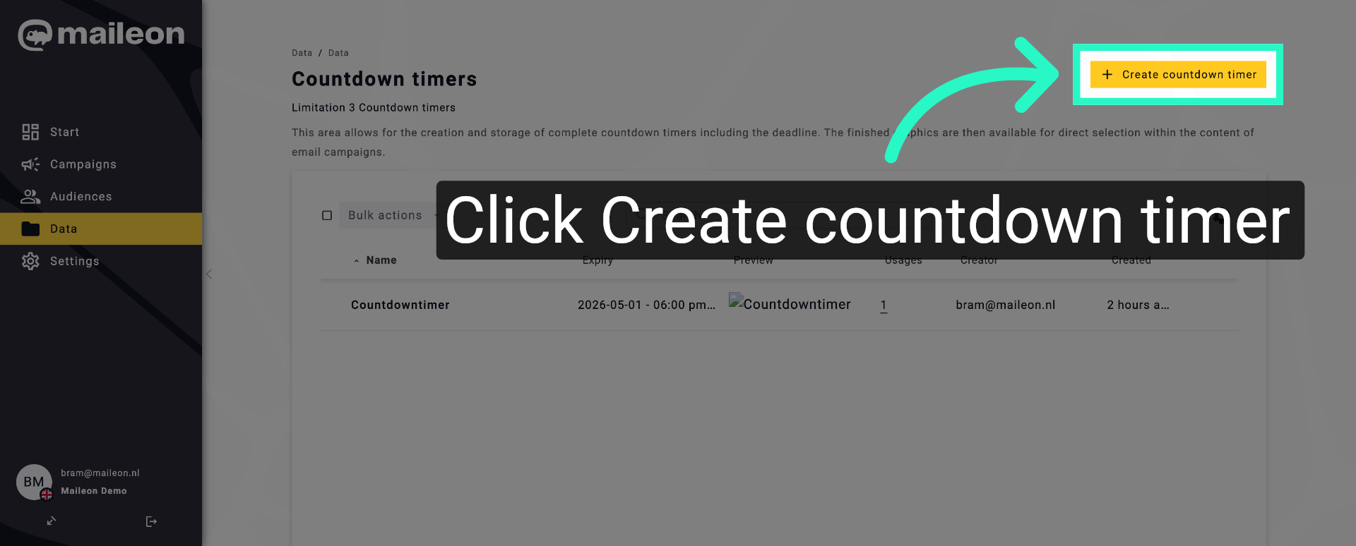 Initiate Countdown Timer Creation