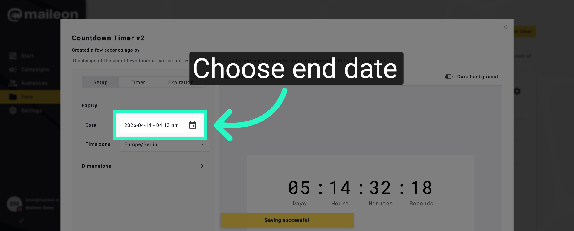 Select Timer End Date