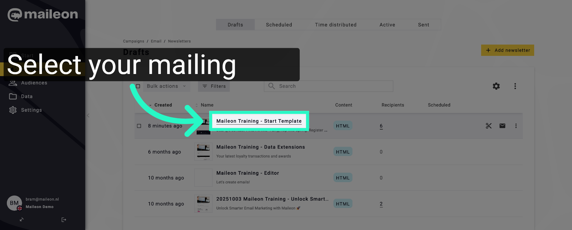 Select Training Template