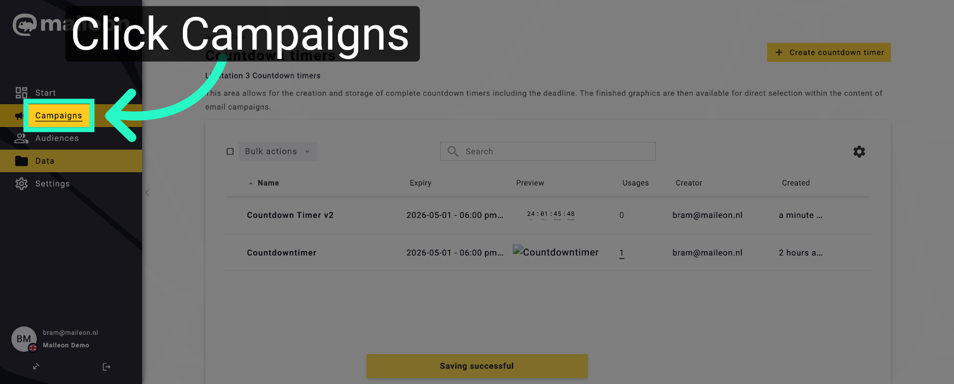 Navigate to Campaigns