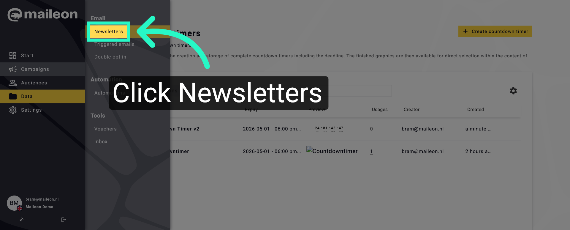 Open Newsletters Section