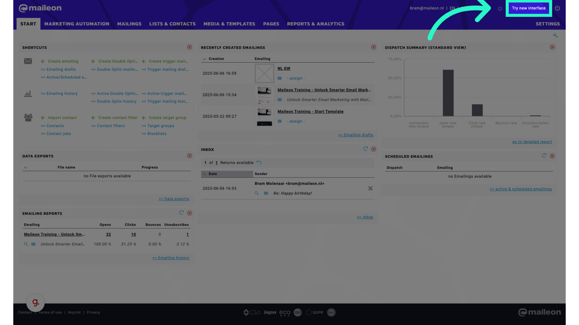 Click 'Try new interface'