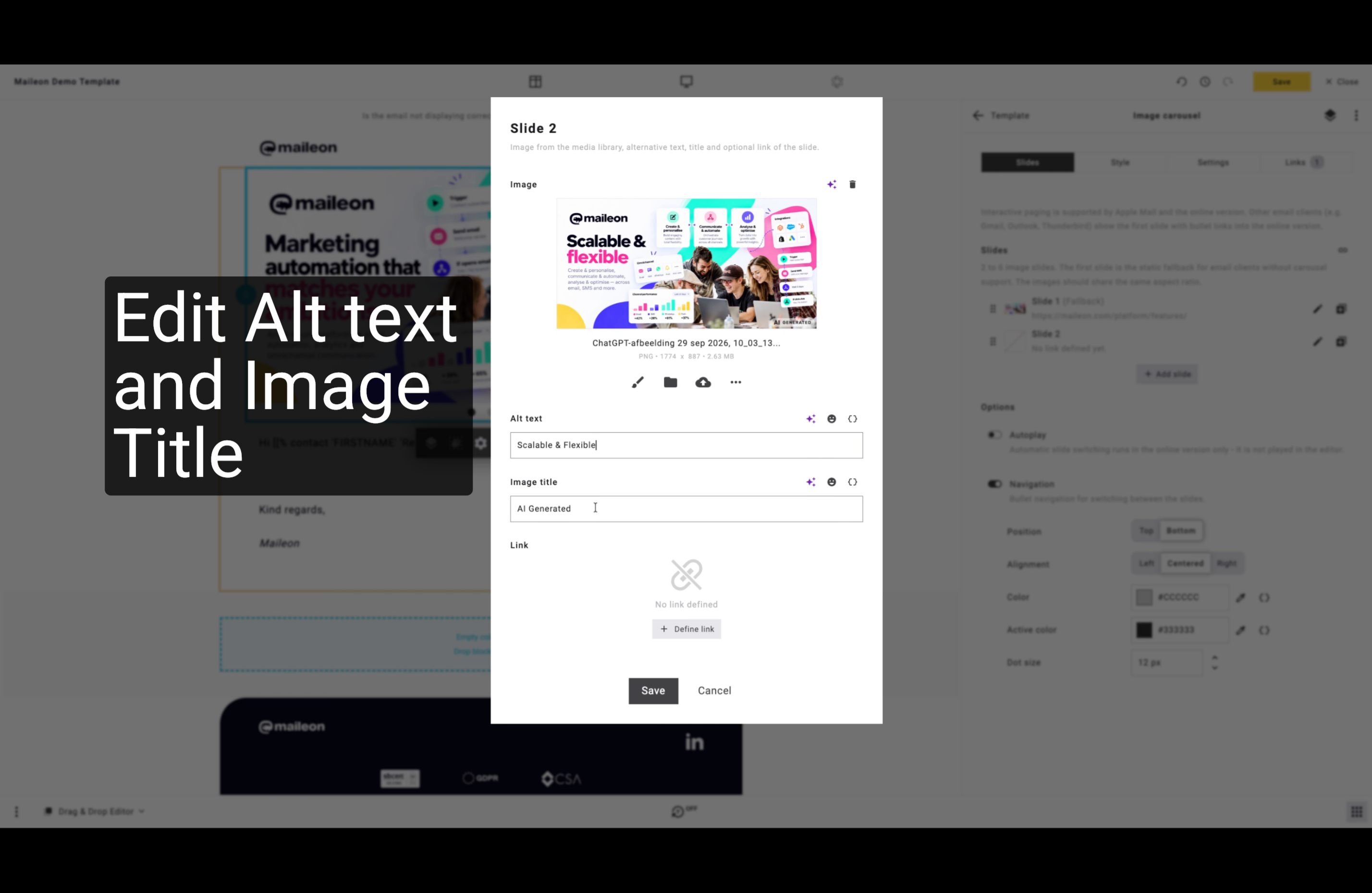 Edit Alt text and Image Title
