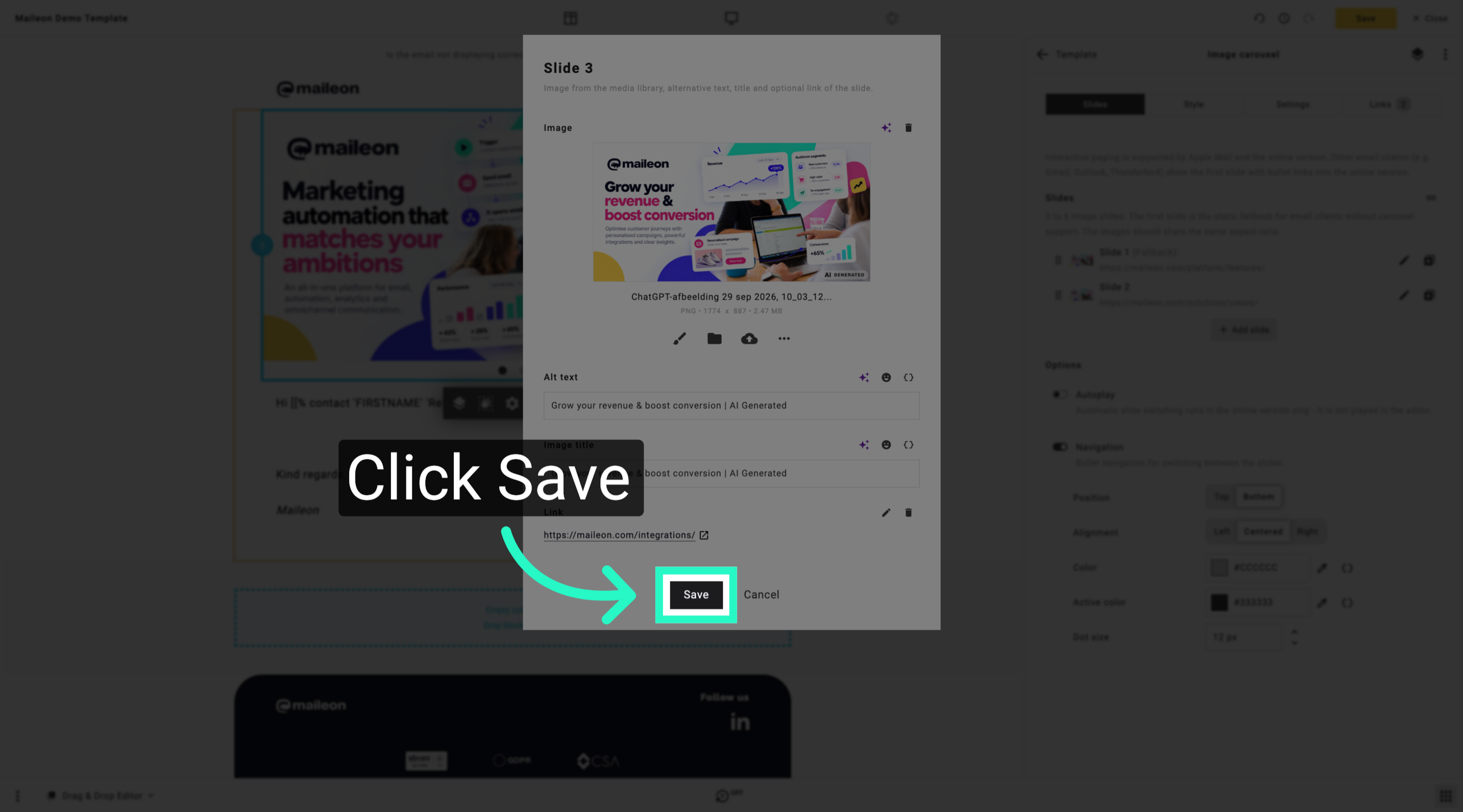 Save Slide Configuration