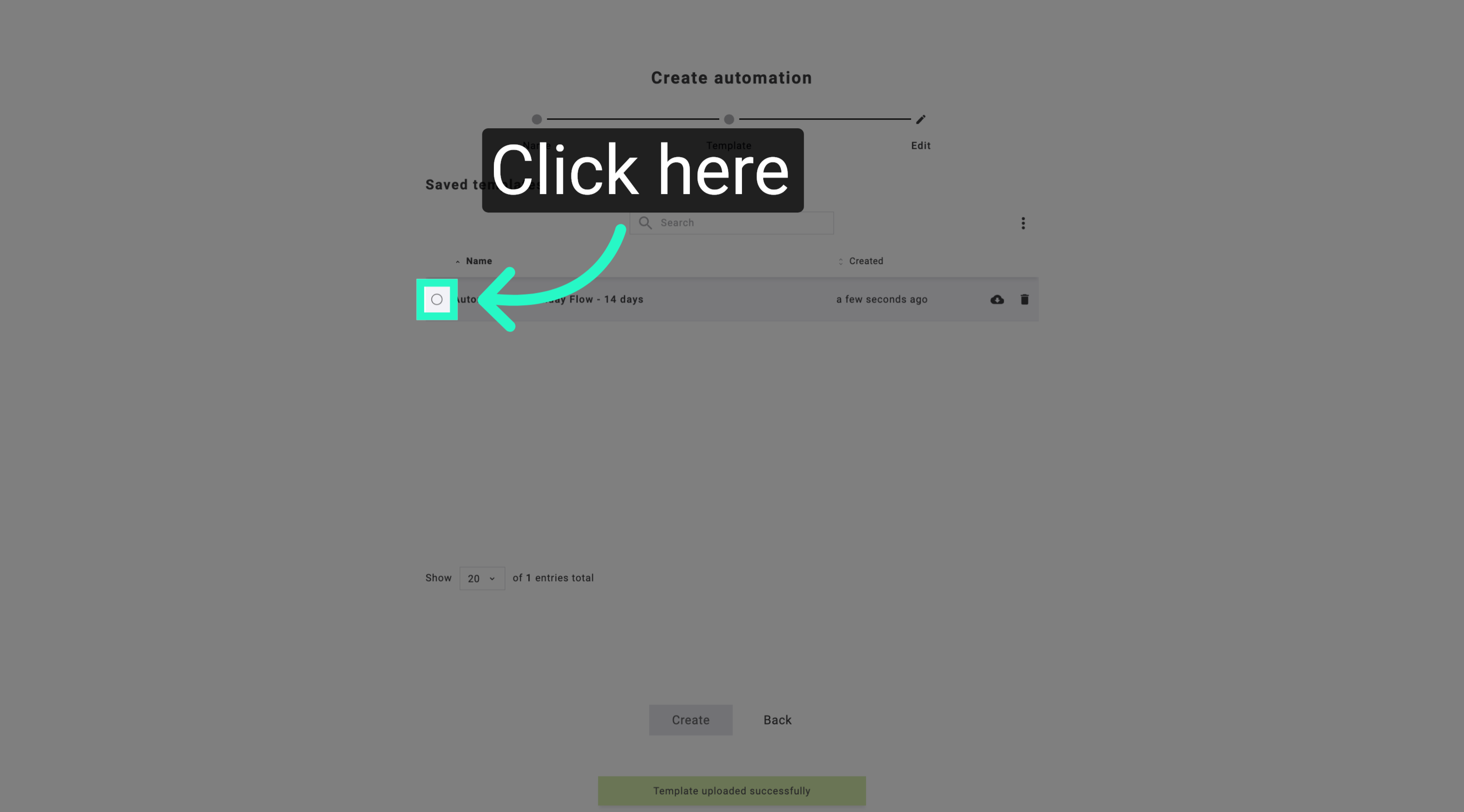 Open Template Selection