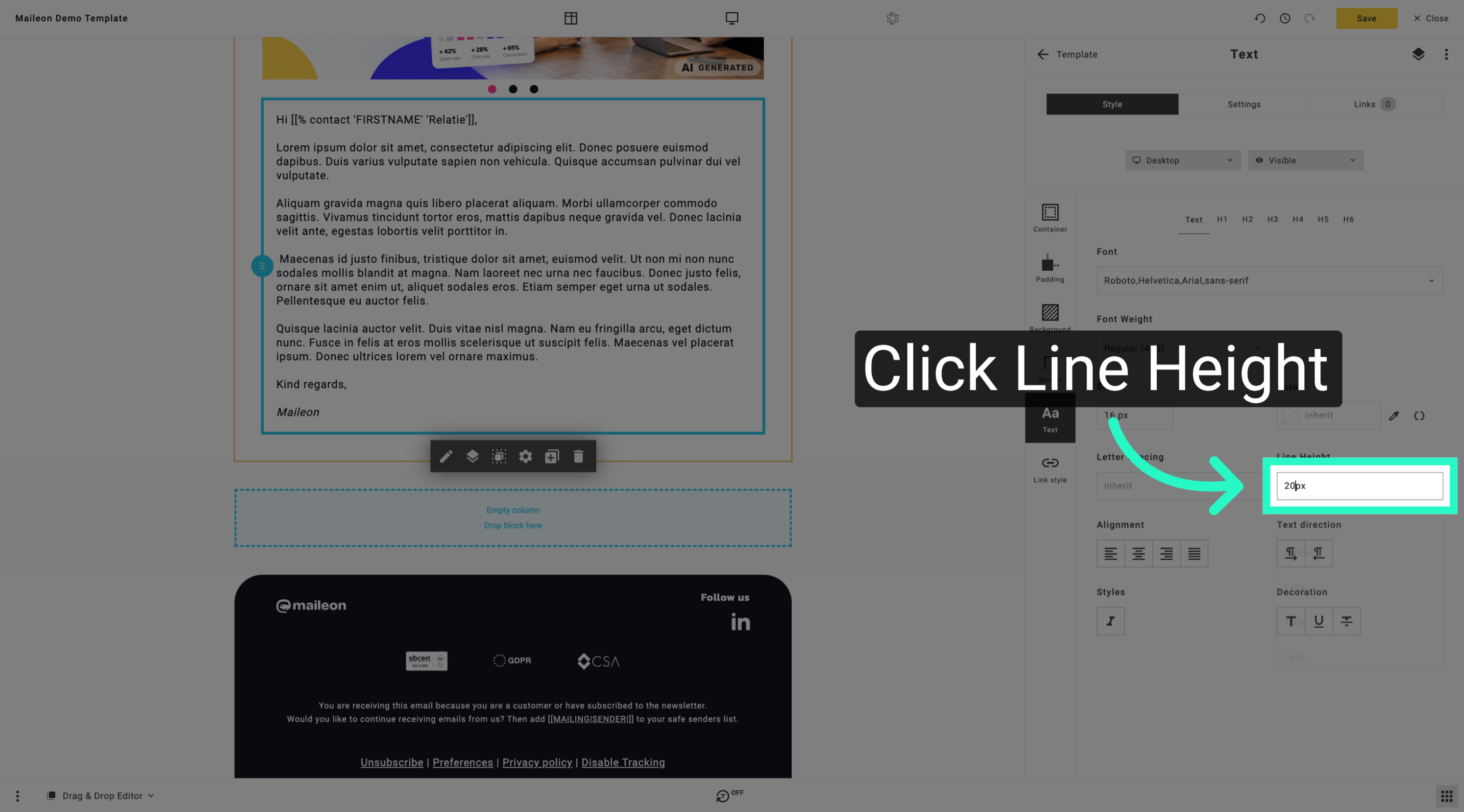 Reopen Line Height Settings