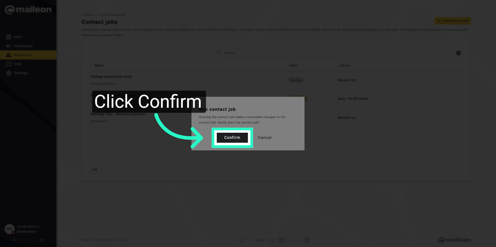 Confirm Contact Job