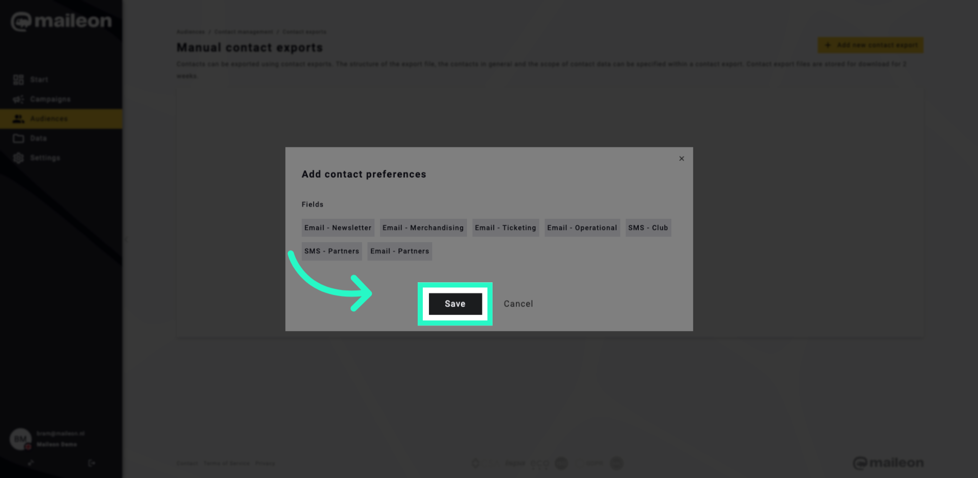 Save Contact Preferences