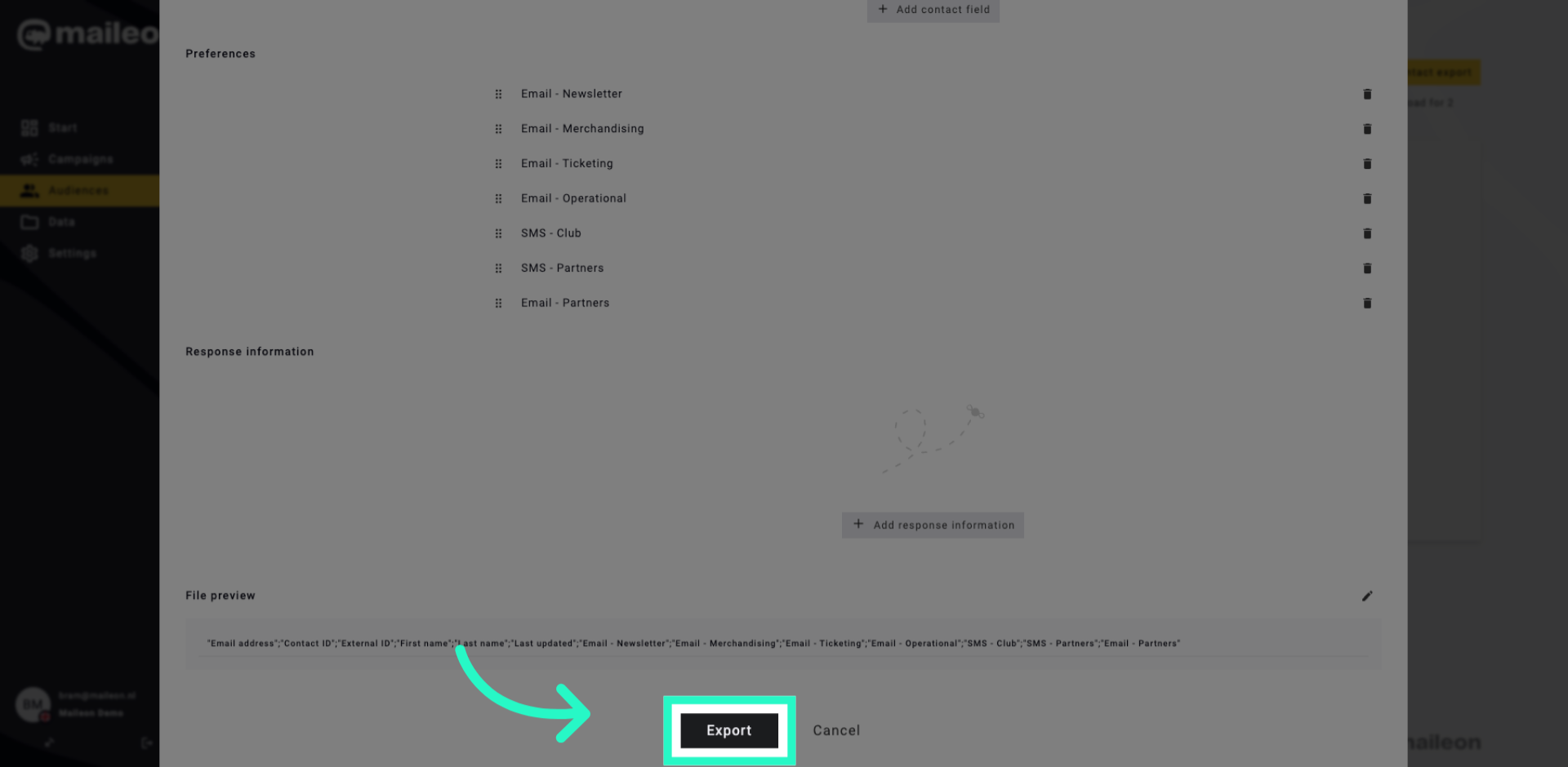 Execute Export Process