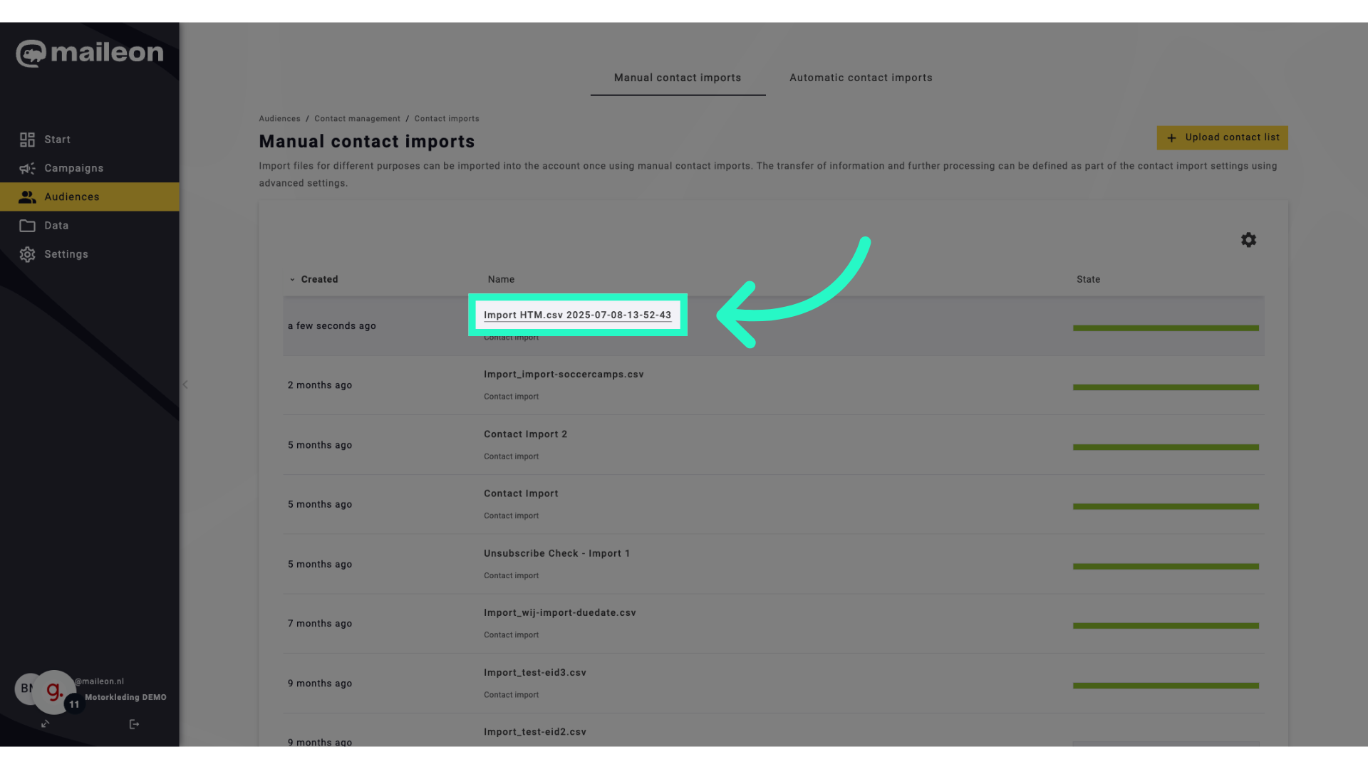 Click 'Import HTM.csv 2025-07-08-13-52-43'