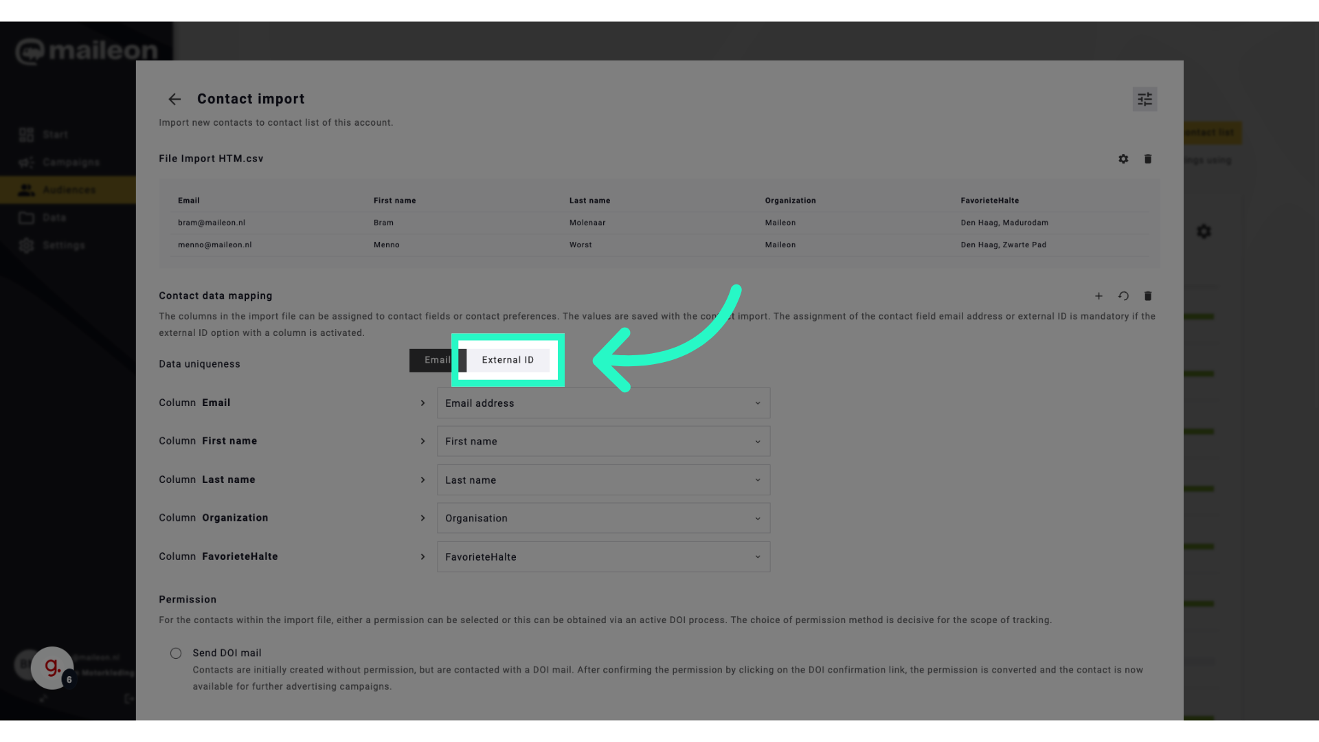 Click 'External ID'