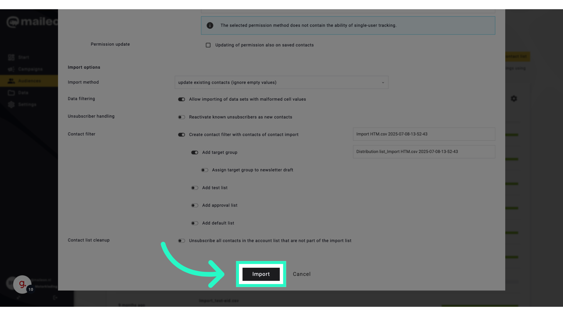 Click 'Import'