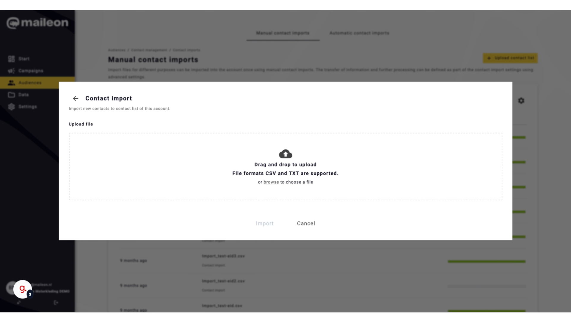 Fill 'C:\fakepath\Import HTM.csv'
