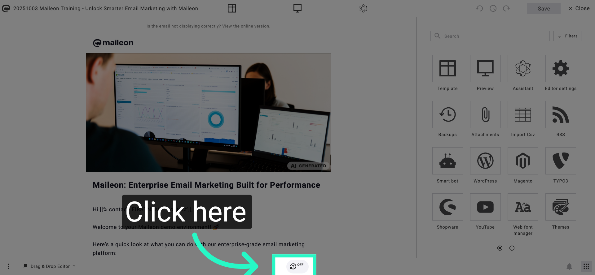Open Maileon Main Interface
