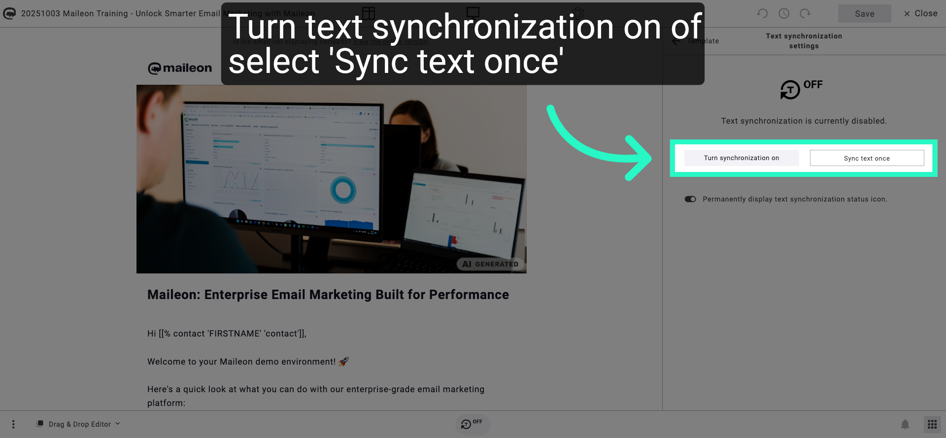 Enable Synchronization Feature