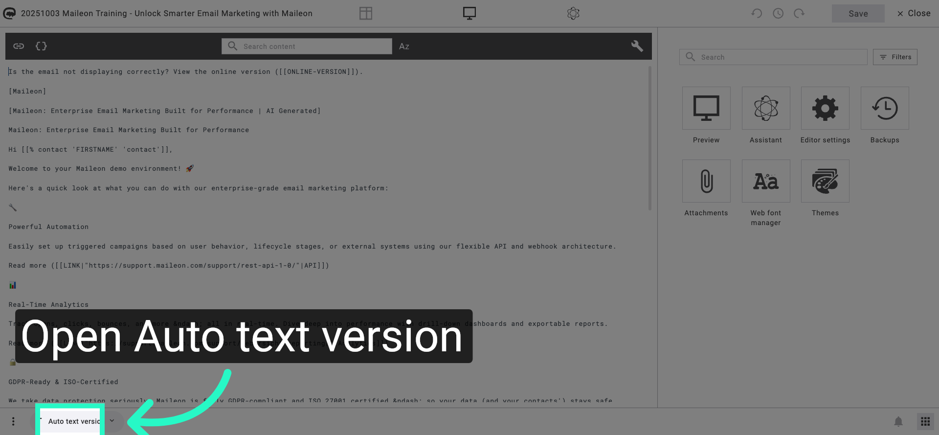 Revisit Auto Text Version Section