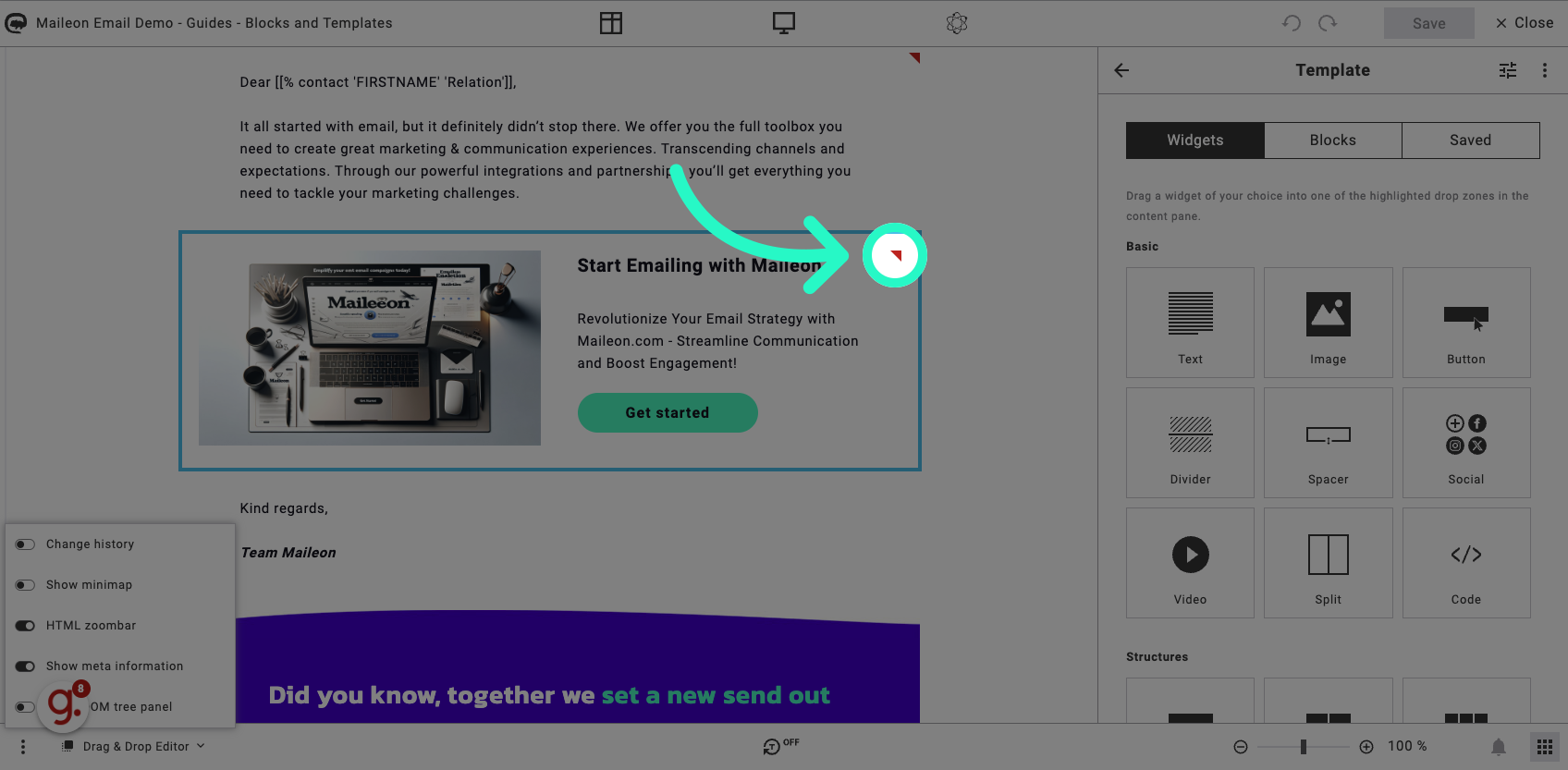 When enabled, you should see red triangles in your template, highlighting areas where visibility conditions or loops are enabled.