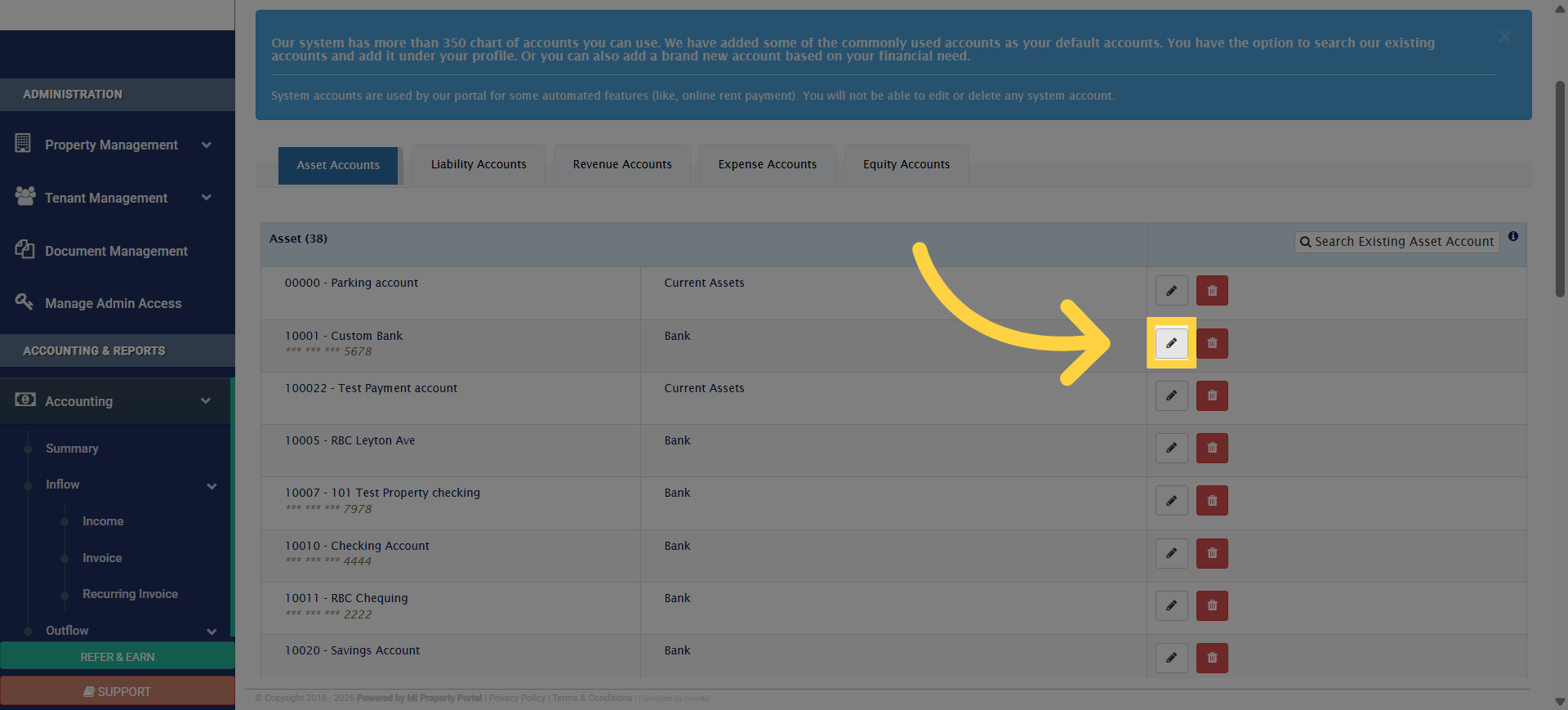 Select Account Option