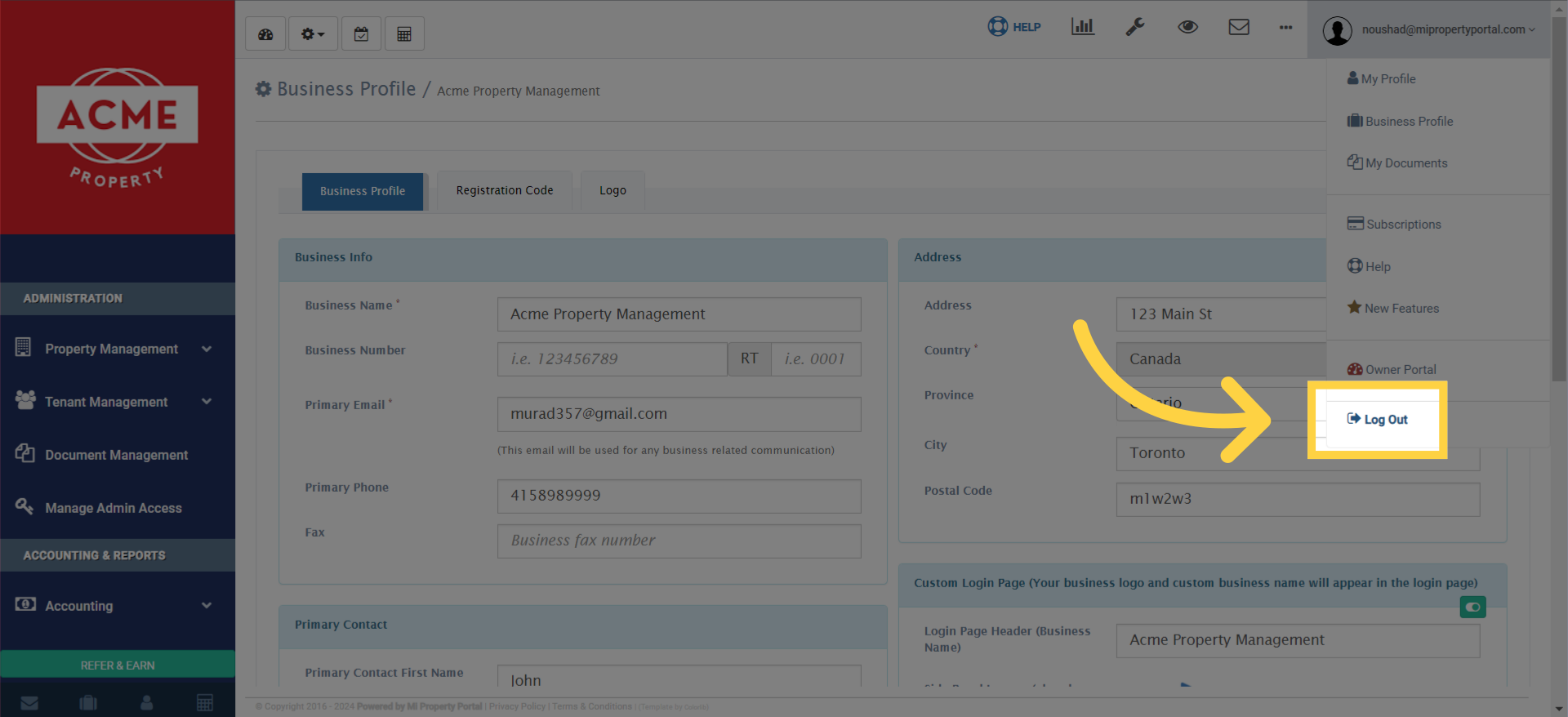 Finally, log out of the dashboard to apply the changes.