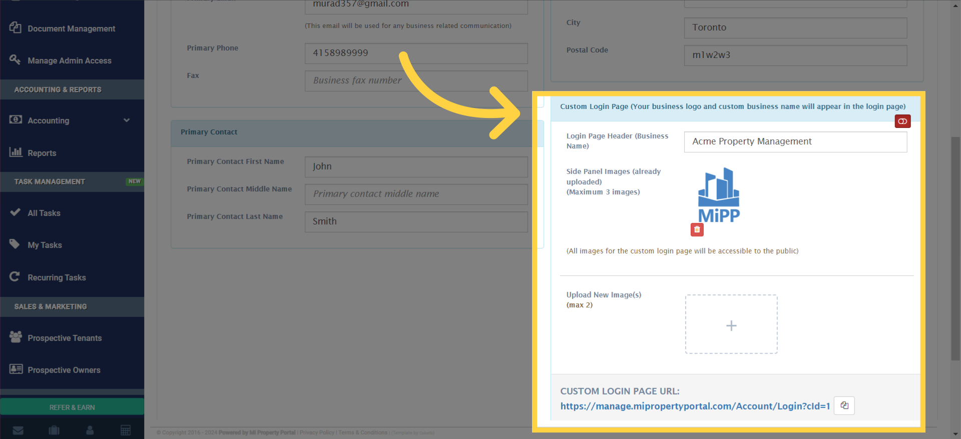 Then scroll down, you'll get 'Custom Login Page' section