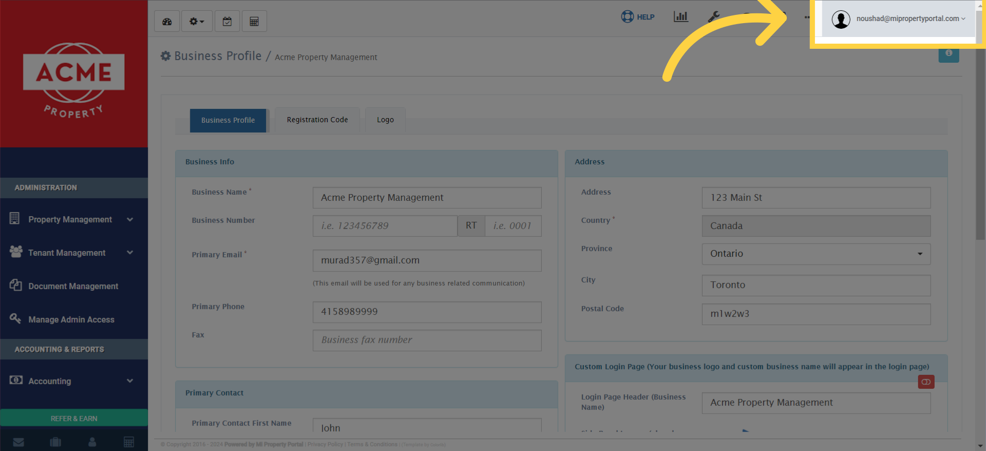Click on your E-mail dropdown menu.