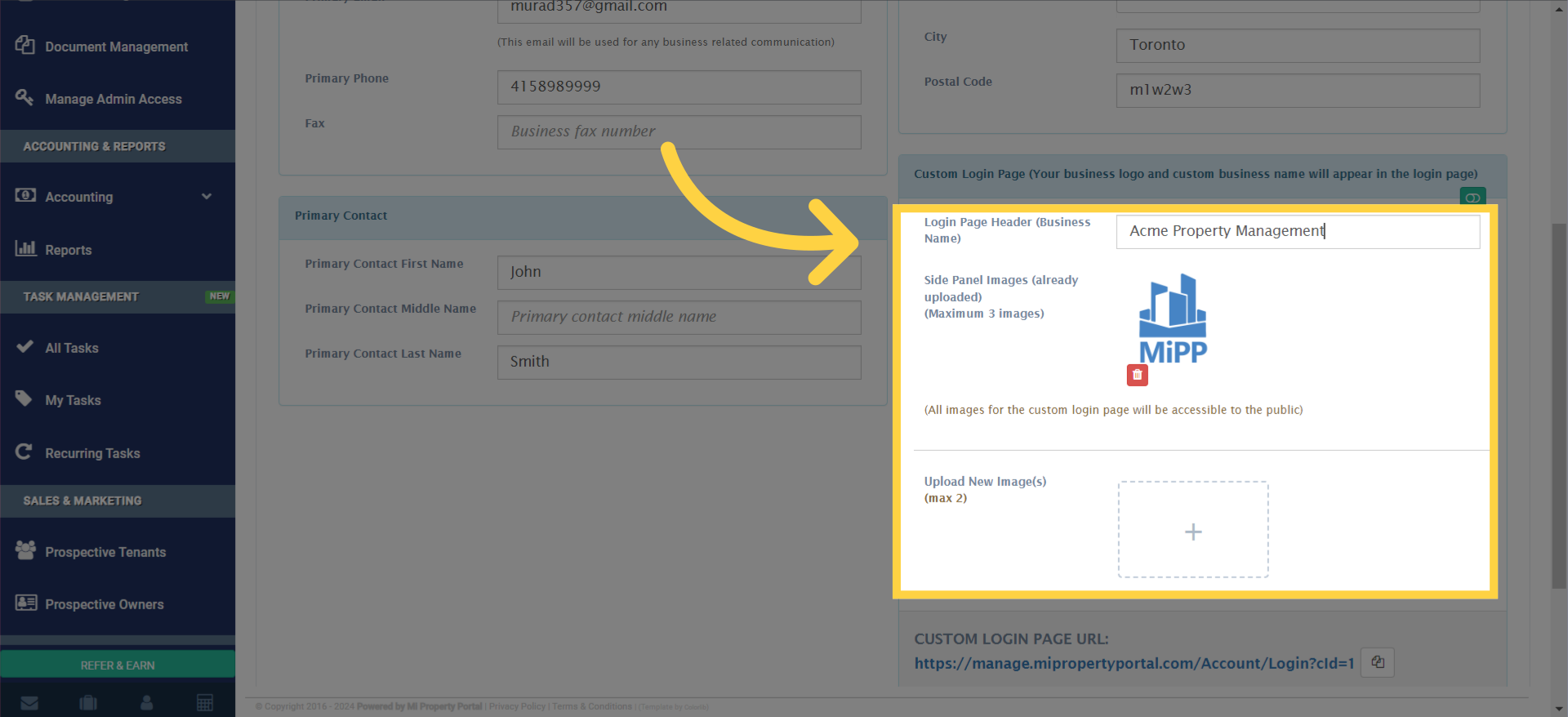 Now, it's time to personalize your login page by adding your company logo or picture. You can upload up to three images here.