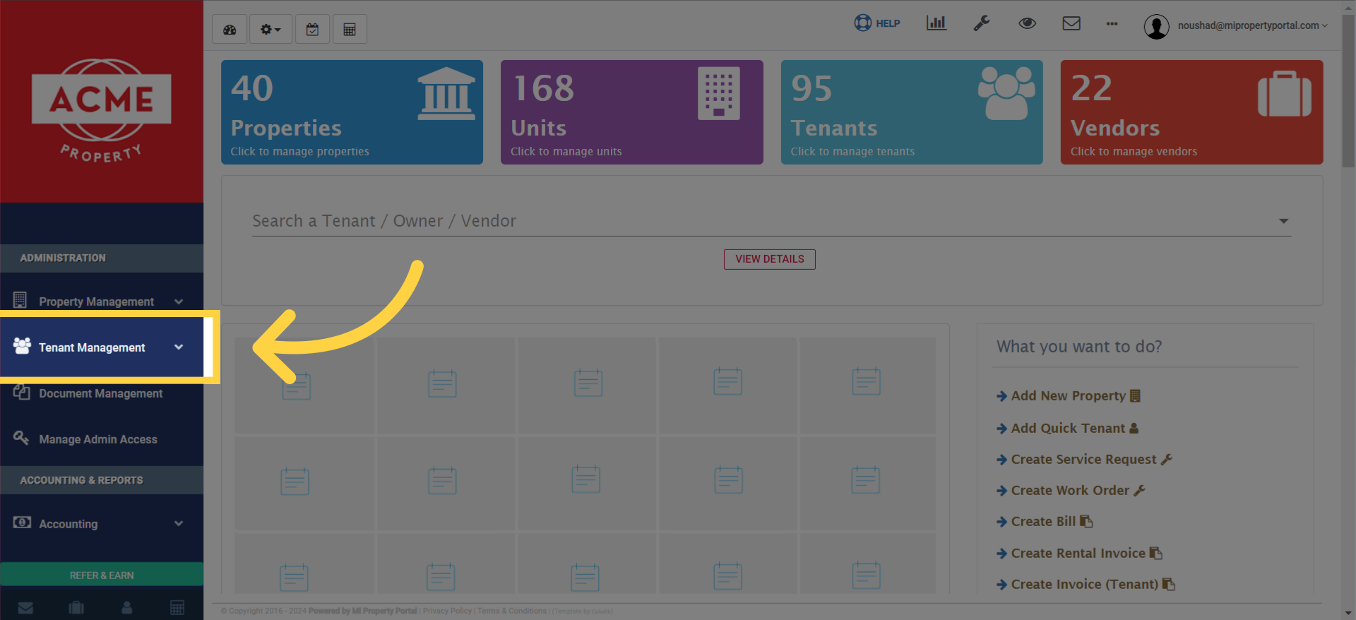 Click 'Tenant Management'