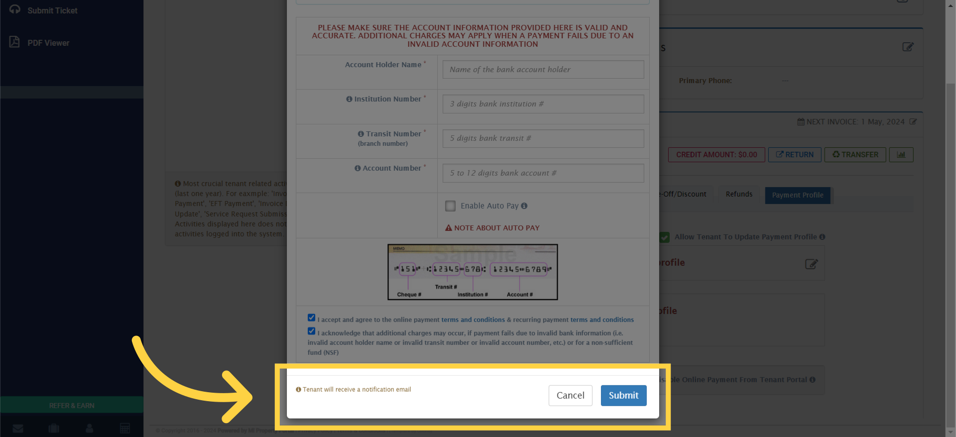 click on 'Submit' to save the changes.
