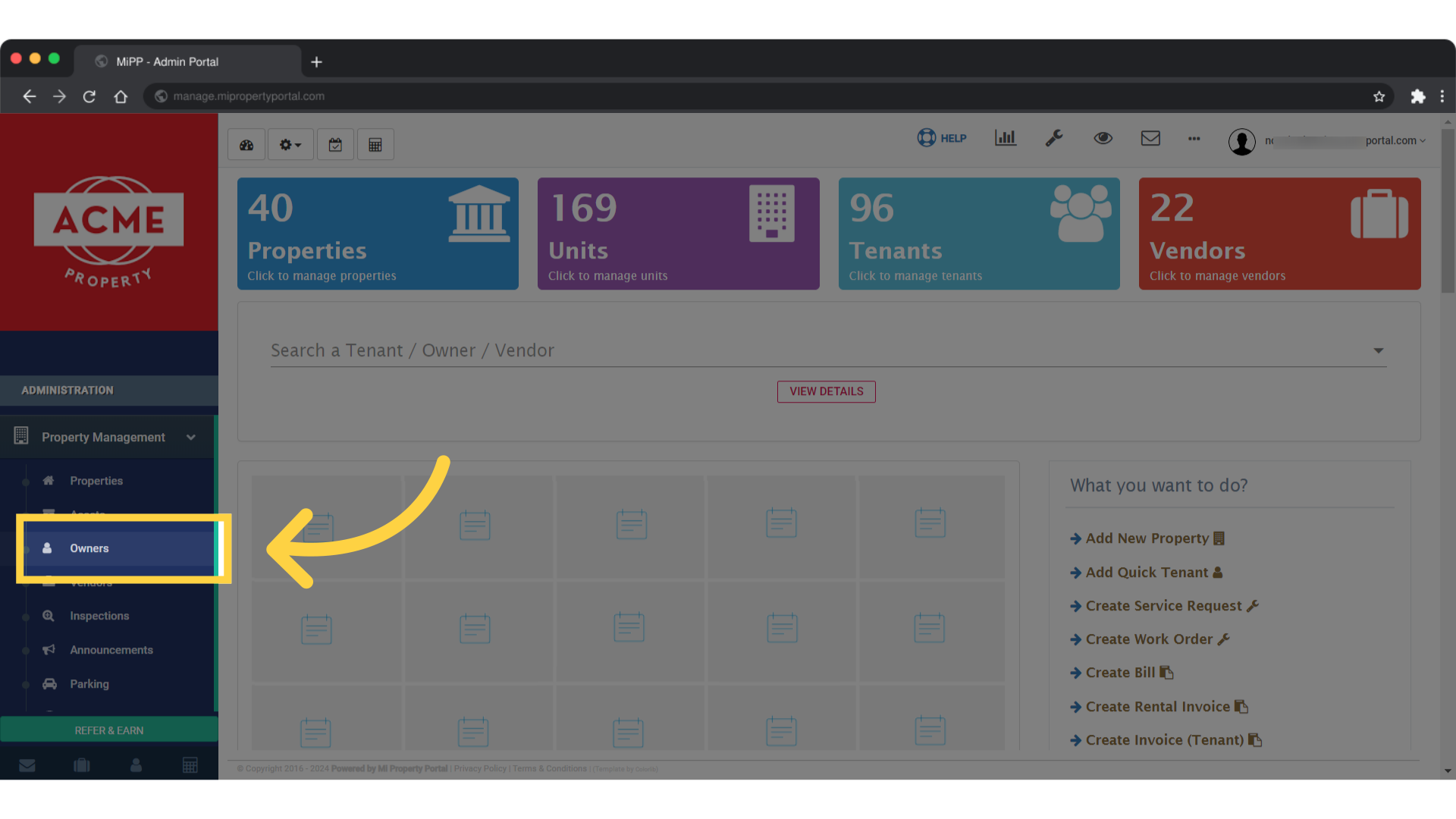 Select the 'Owners' option from the dropdown menu