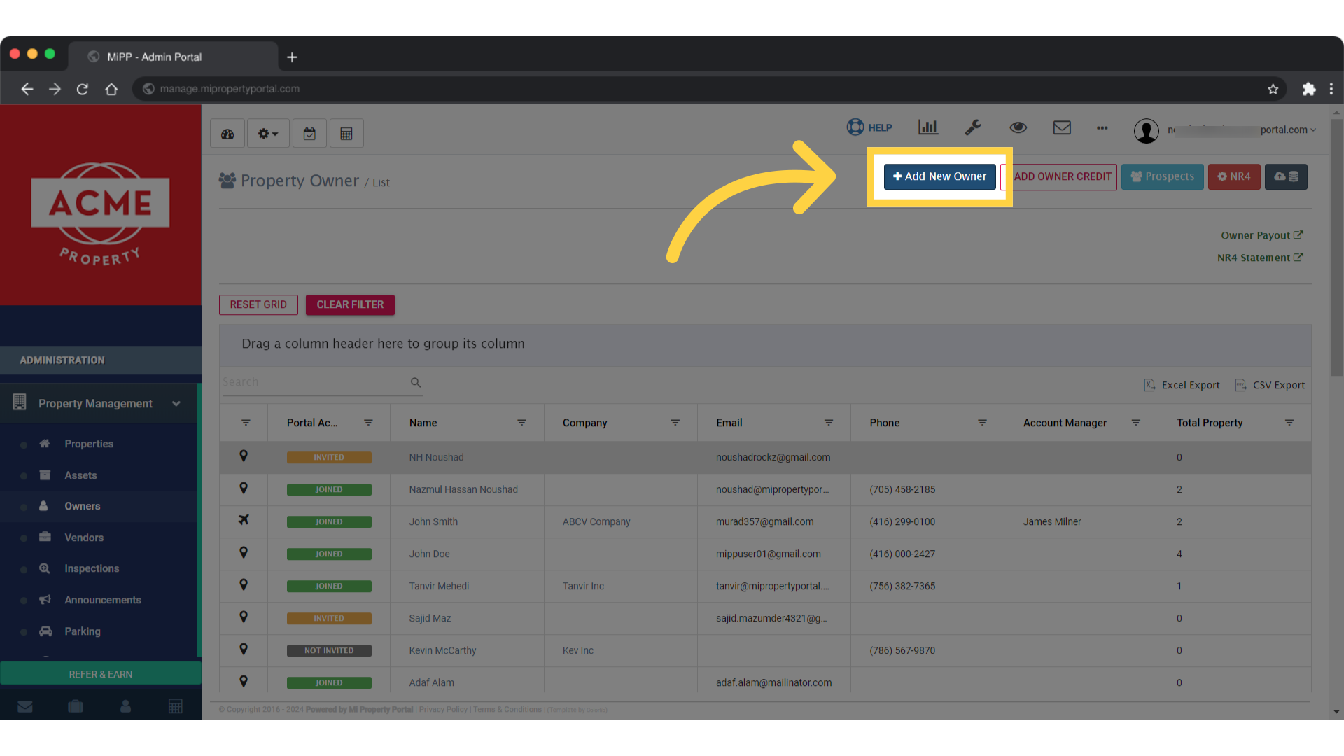 Following by another way, you may create a new owner by this way without adding email address. Just click on add a new owner.