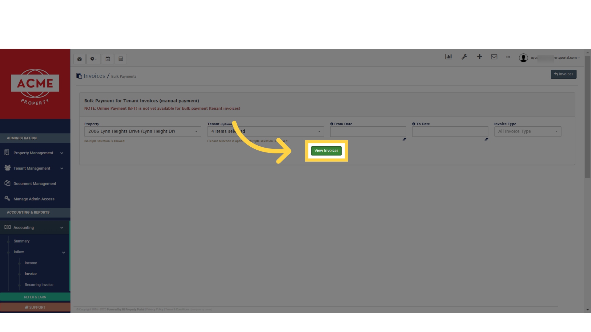 Click 'View Invoices'