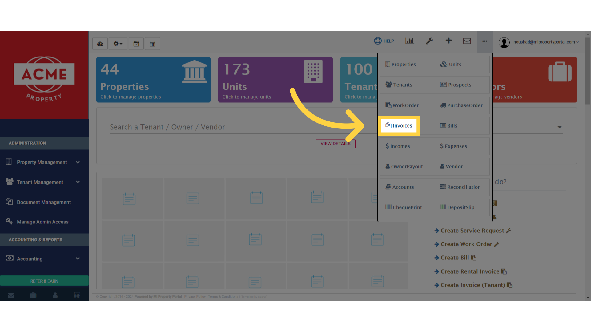 Click 'Invoices'