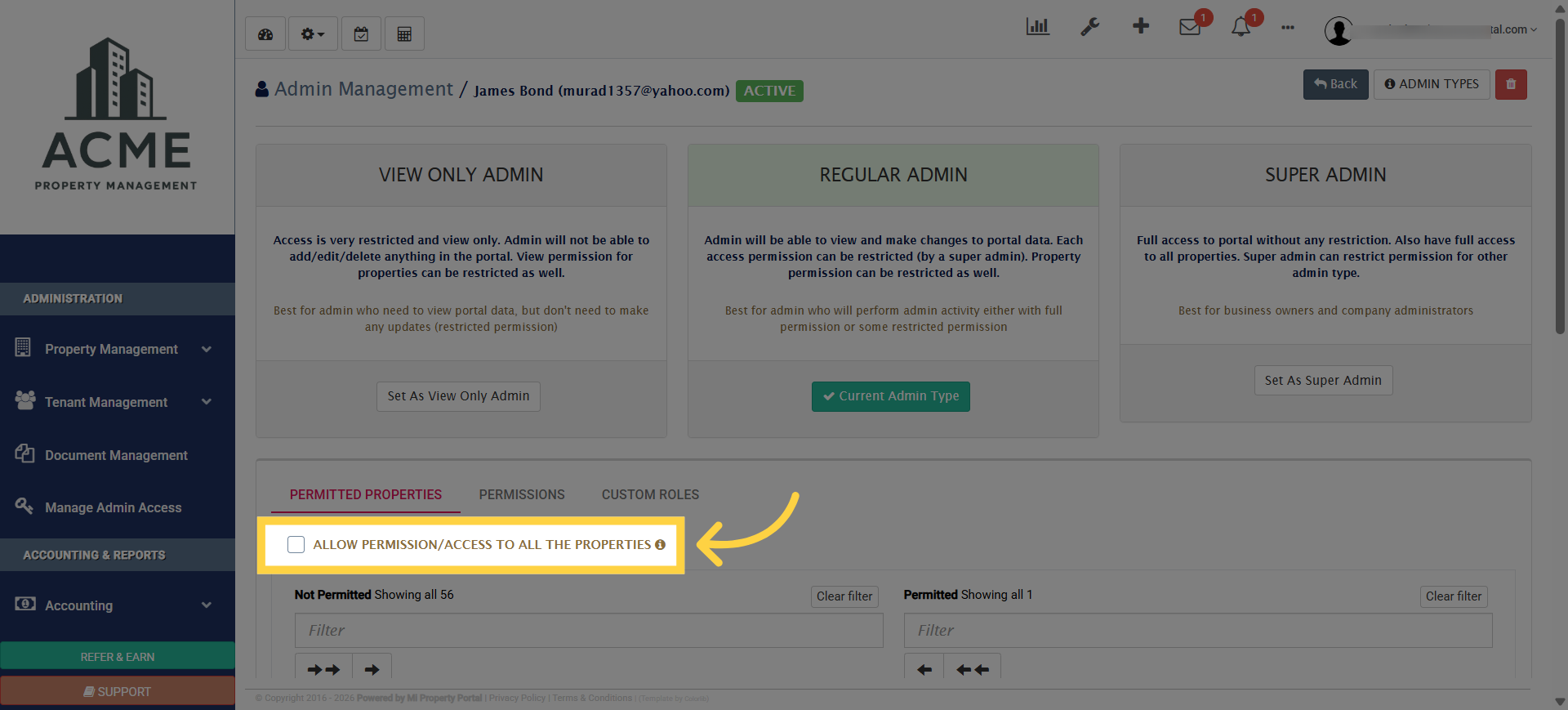 Enable All Property Permissions