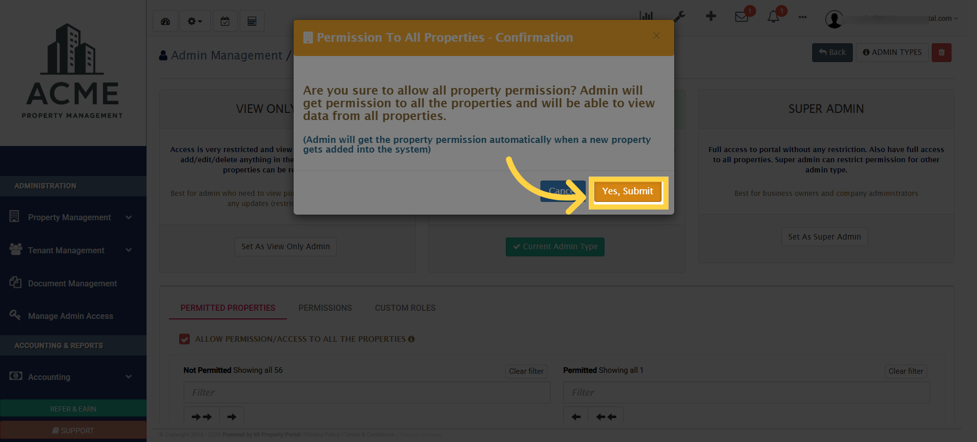 Submit Permission Changes
