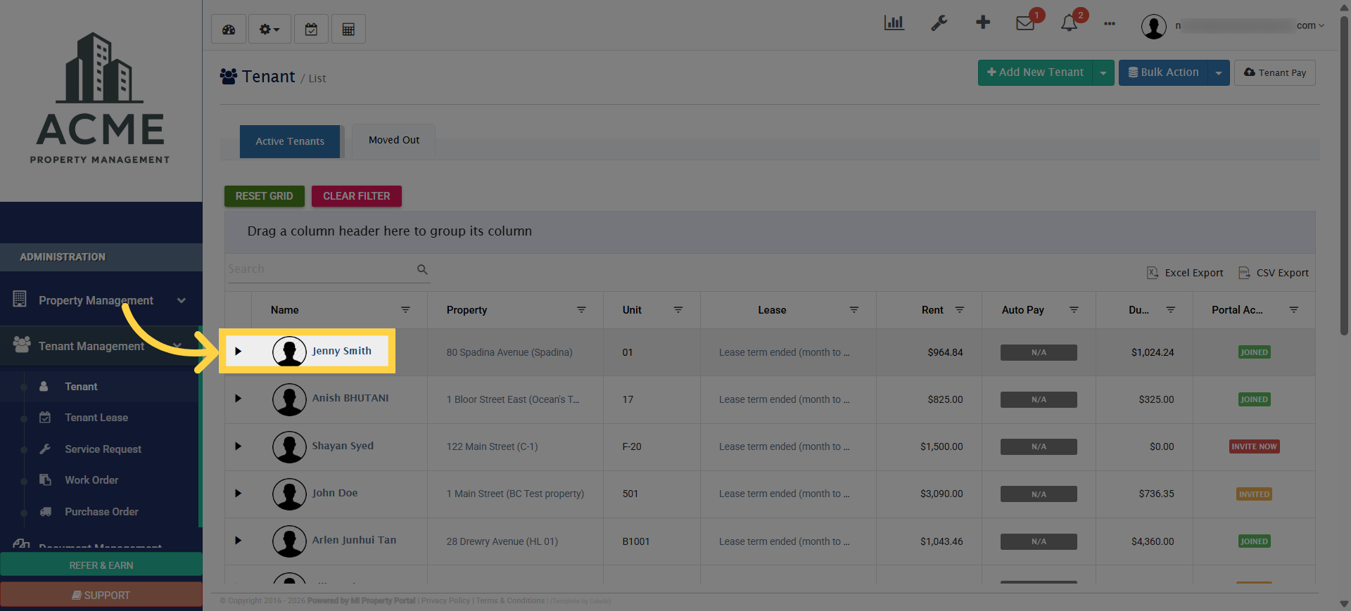 Choose Specific Tenant