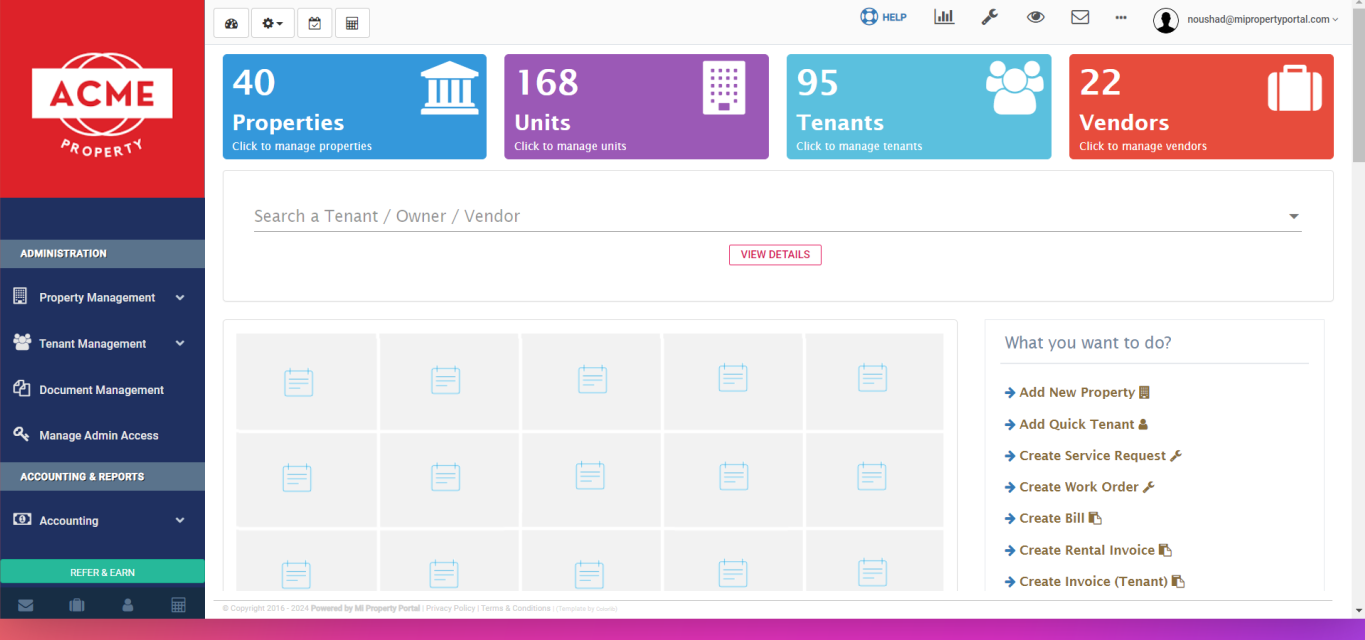 Here is your account dashboard.