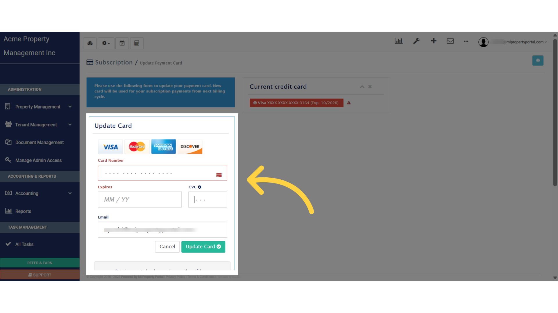Enter the card information properly
