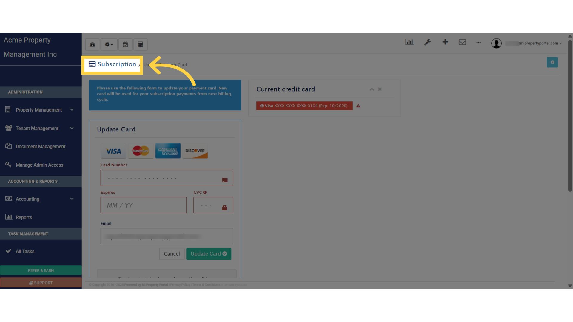 Click 'Subscription' to view saved changes
