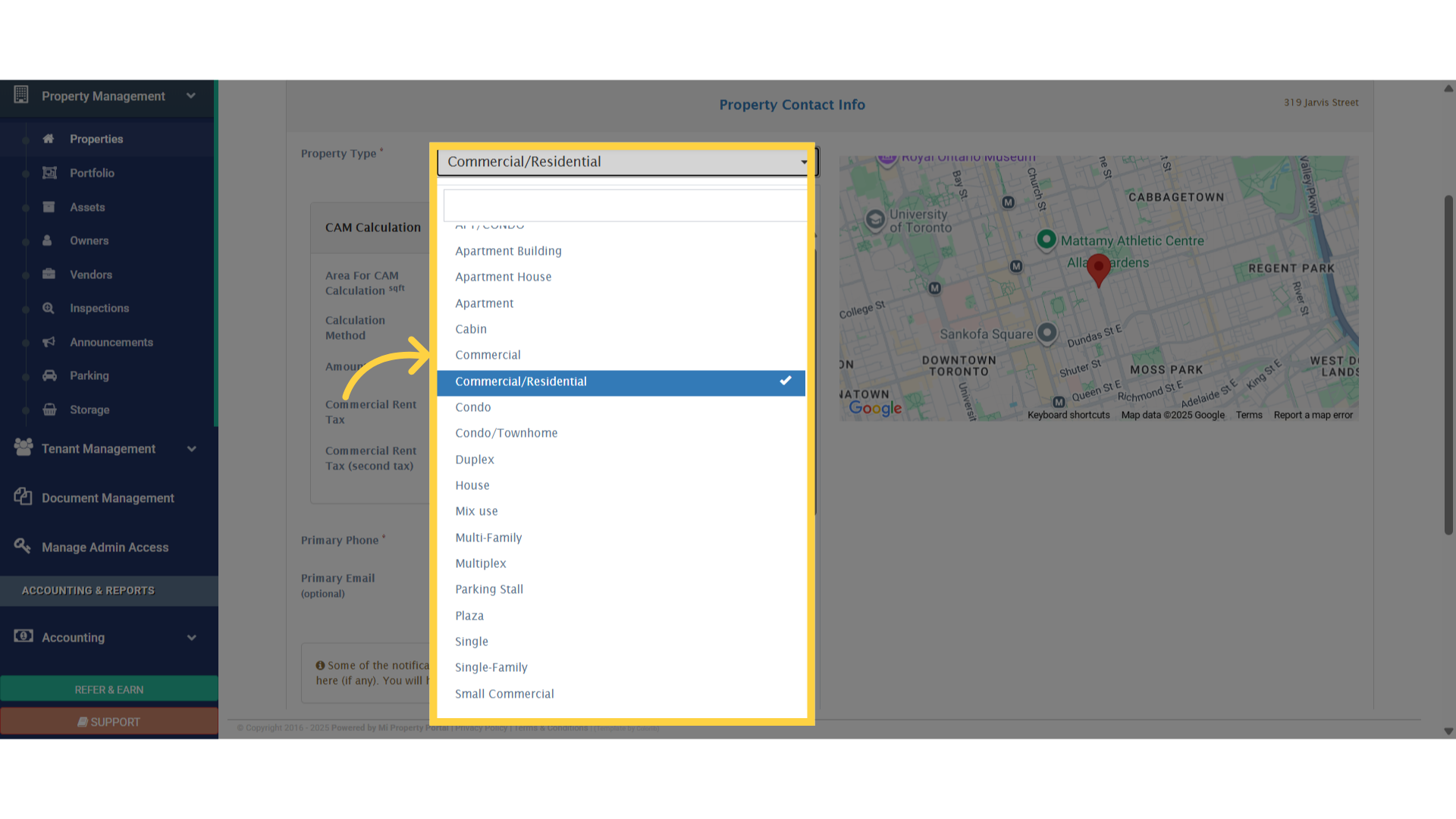 Click 'Commercial/Residential'